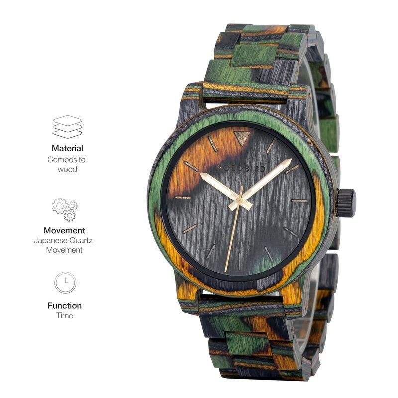 Customizable Men's Wooden Quartz Watch with Leather Band