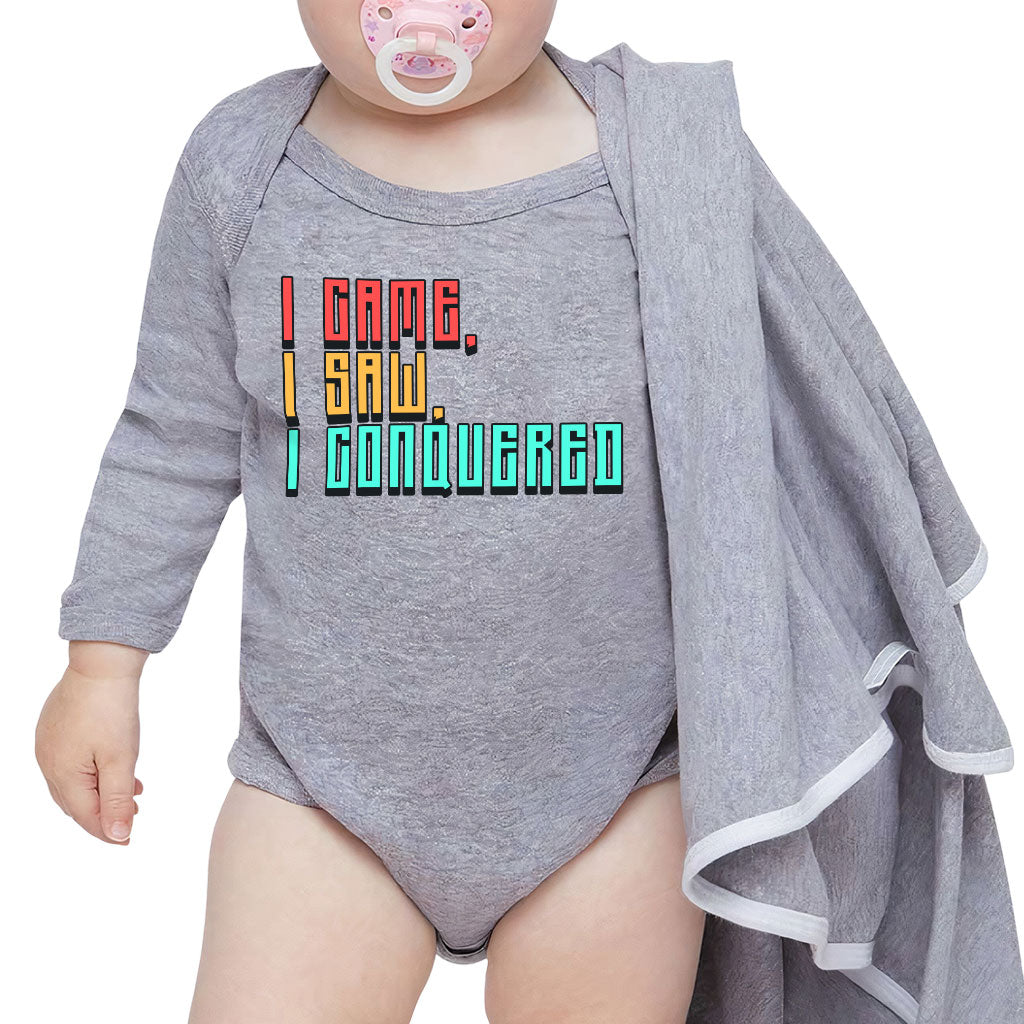 I Came I Saw I Conquered Baby Long Sleeve Onesie - Cool Baby Long Sleeve Bodysuit - Best Selling Baby One-Piece