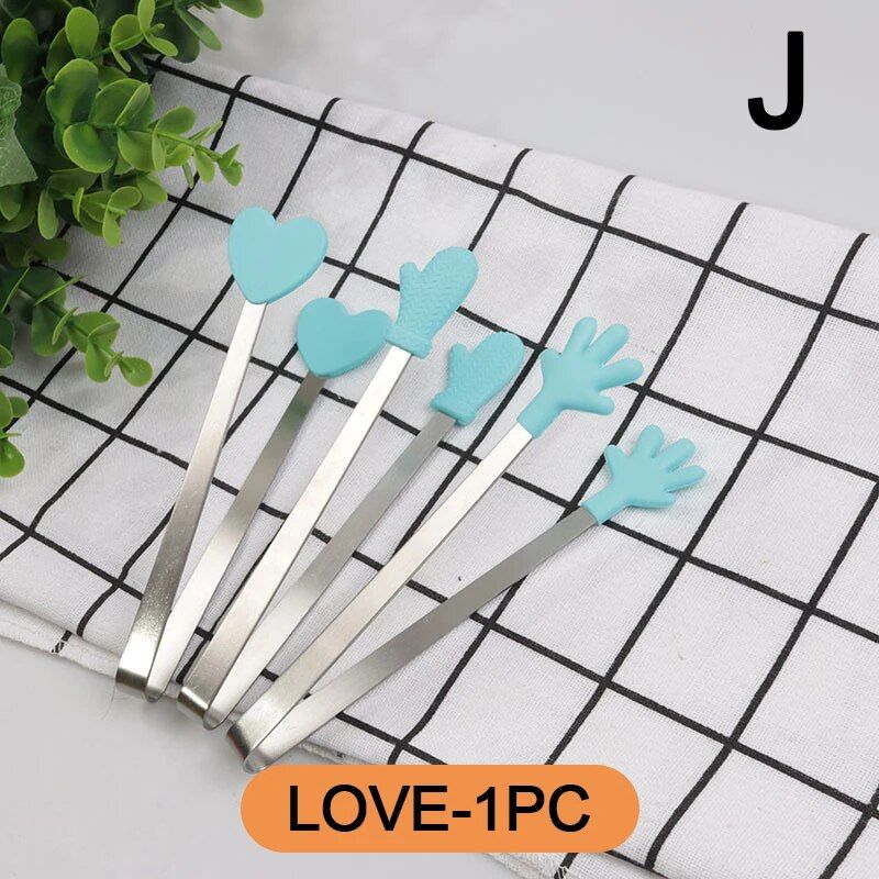 Creative Small Palm Heart Silicone Food Tongs