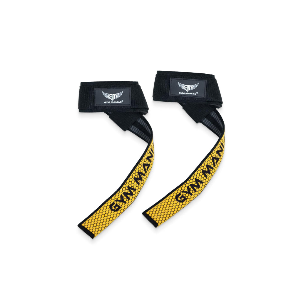 Gym Maniac Orange Lifting Straps With Non-Slip Flex Gel