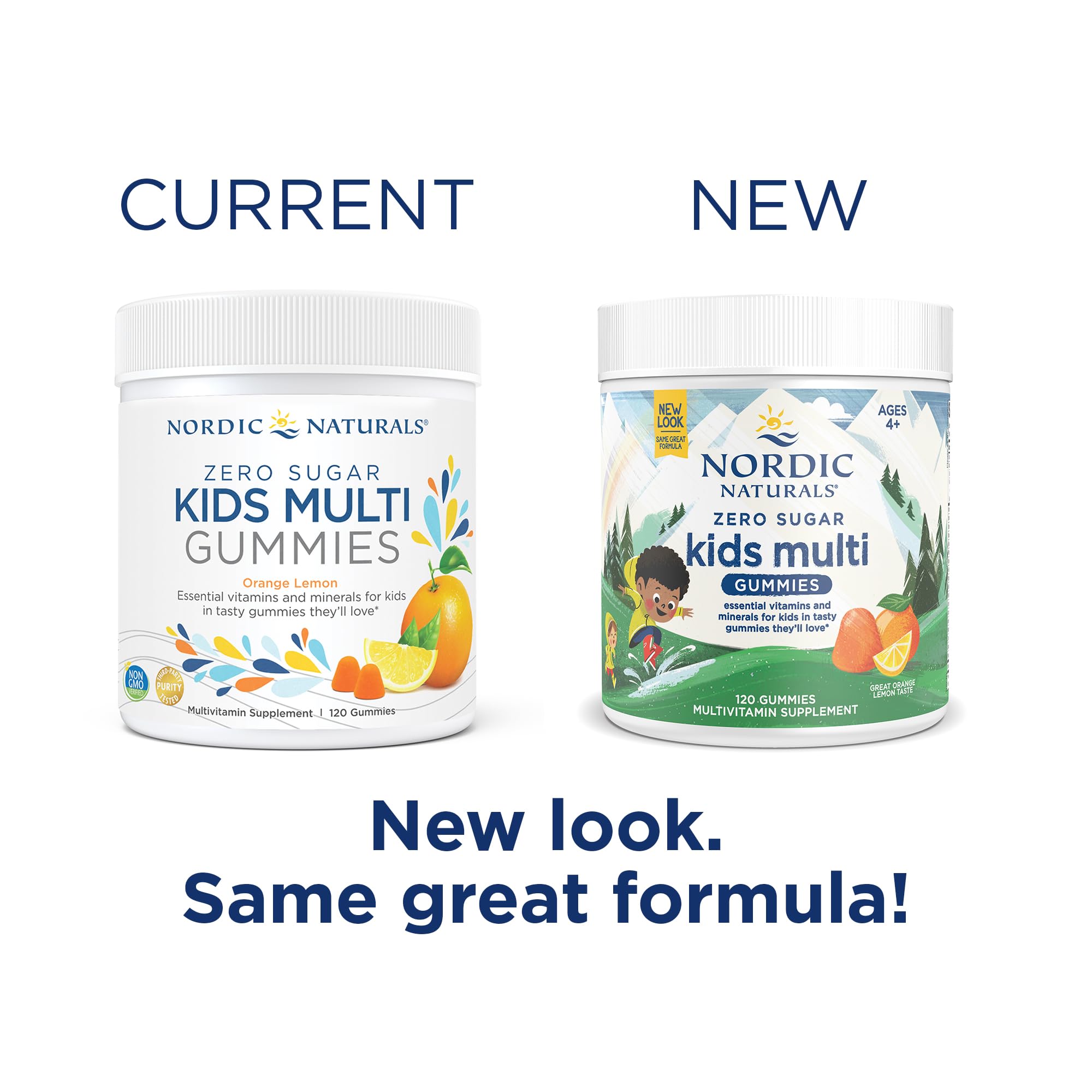 Nordic Naturals Zero Sugar Kids Multi Gummies, Orange Lemon - 120 Gummies - Great-Tasting Multivitamin for Ages 4+ - Supports Growth & Development - Non-GMO, Vegetarian - 30 Servings