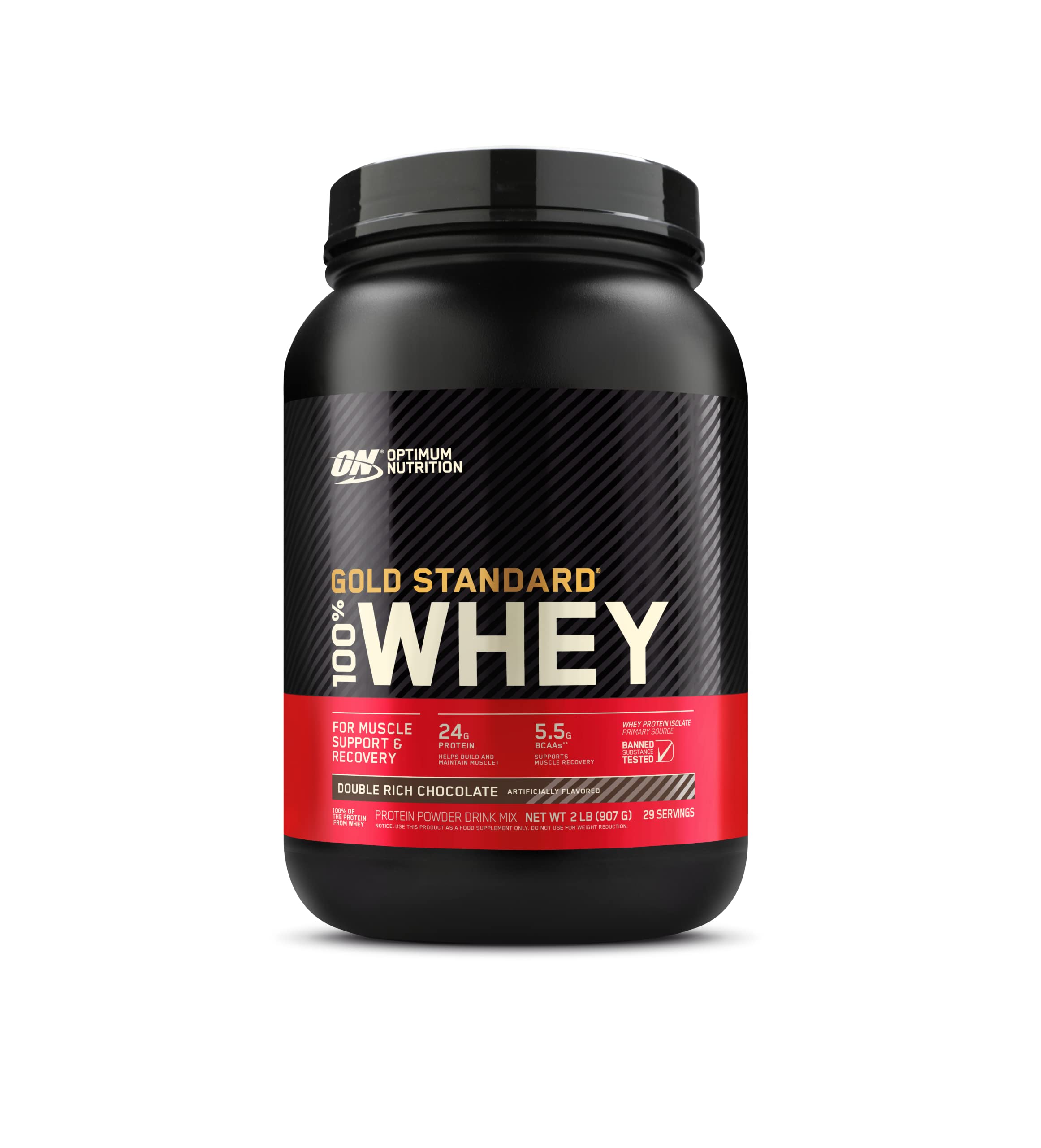 Optimum Nutrition Gold Standard 100% Whey Protein Powder, Double Rich Chocolate, 2 Pound (Packaging May Vary)