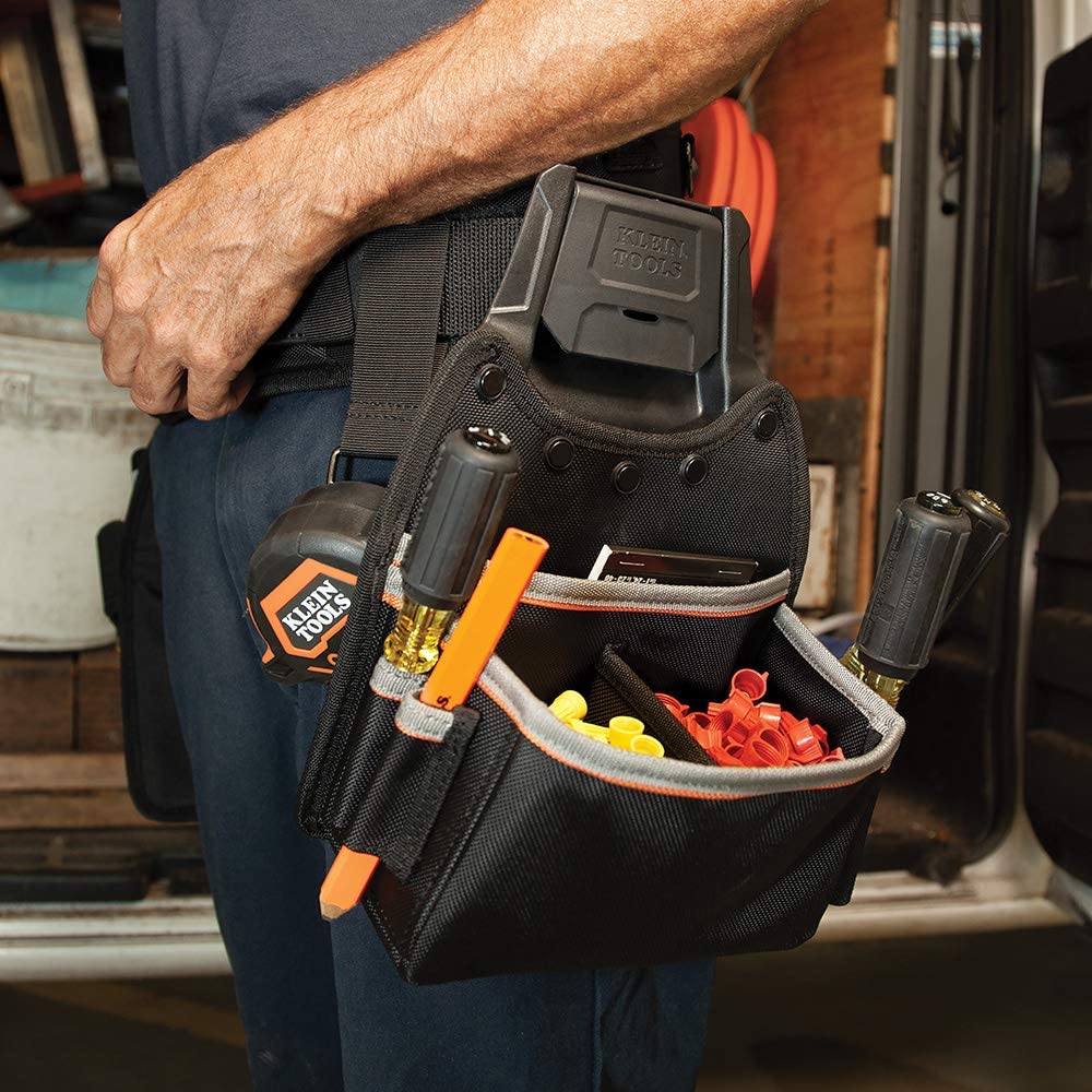 Klein Tools 55913 Tool Pouch, Tradesman Pro Modular Parts Pouch with Belt Clip works with Klein Click Lock Modular Wall Rack and Tool Belts