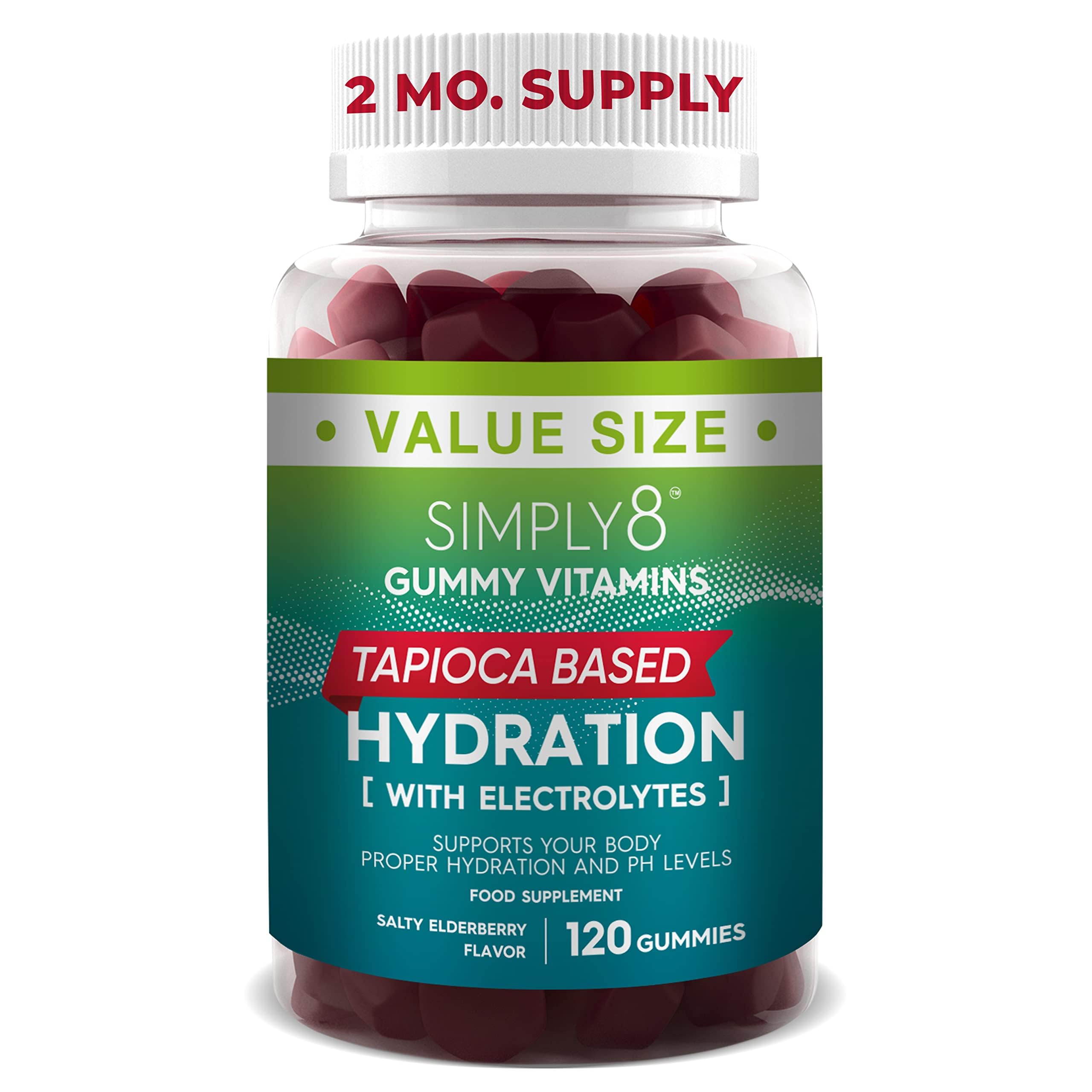 Simply8 Electrolytes Hydration Gummies – 2 Mo.Supply- Support Rehydration with Sodium Calcium Potassium Zinc & Chloride – for Workout, Hiking,Cycling - Tapioca Based,Gelatin Free,Kosher, Halal Gummies