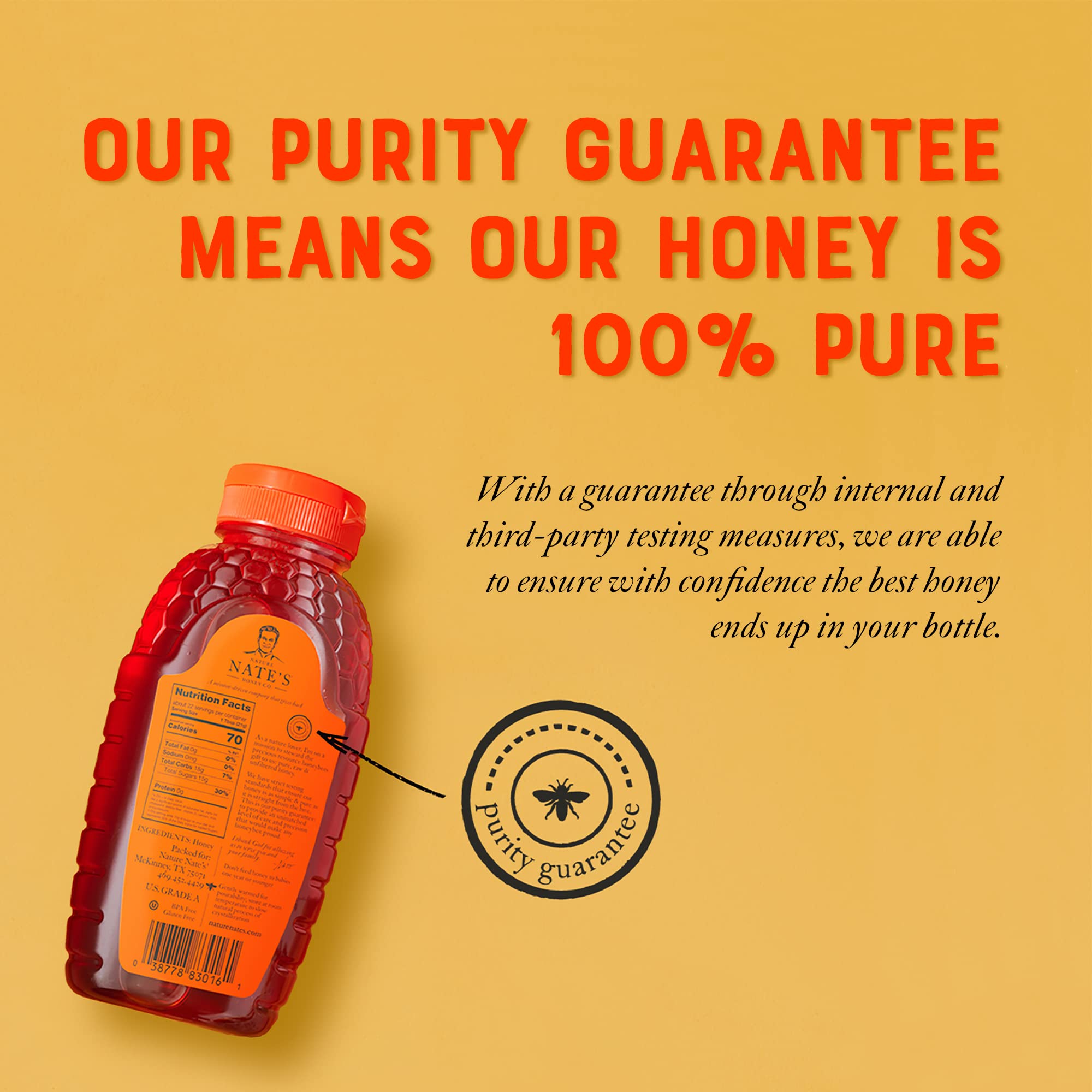 Nature Nate’s 100% Pure, Raw & Unfiltered Honey; 32oz. Squeeze Bottle; Award-Winning Taste