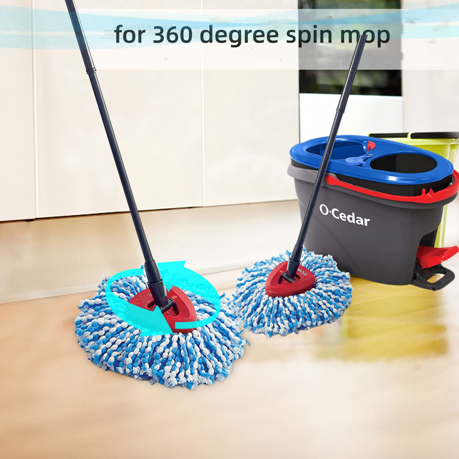 LONPECT 6 Pack Spin Mop Replacement Head, Suitable for Dual System Compatible Rotary Mops Only, Microfiber Mop Replacement Head for Floor Cleaning