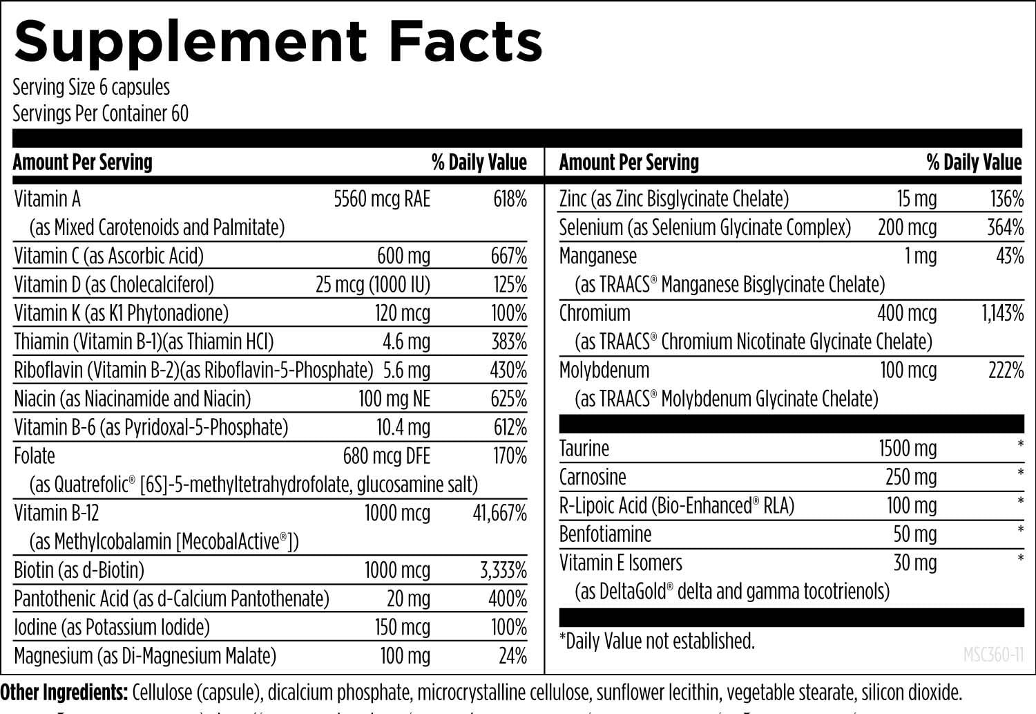 Designs for Health Metabolic Synergy - Multivitamin and Mineral Supplement with Chromium, Zinc, Selenium, R-Lipoic Acid, Vitamins + More (360 Capsules)