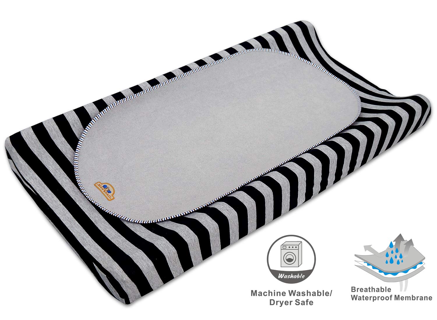 BlueSnail Waterproof Changing Pad Liners 3 Count (14"X26.5", Gray) Bassinet Pad Liner