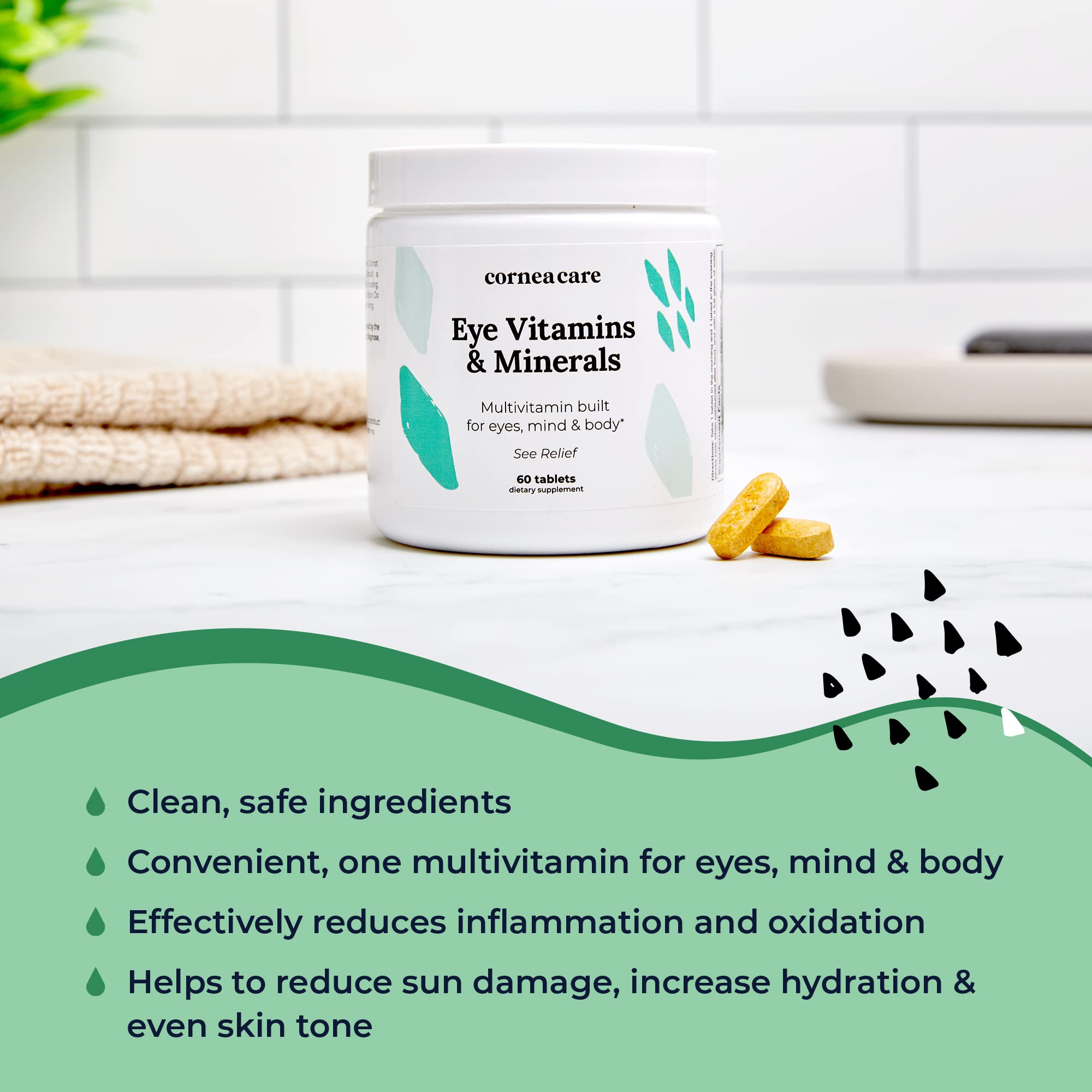 CorneaCare Eye Vitamins and Minerals - Multivitamin | Eye Vitamins for Vision | Eye Health Vitamins | Dry Eye Supplements | Eye Health Supplements | Vision Vitamins for Eyes | 60 Tablets