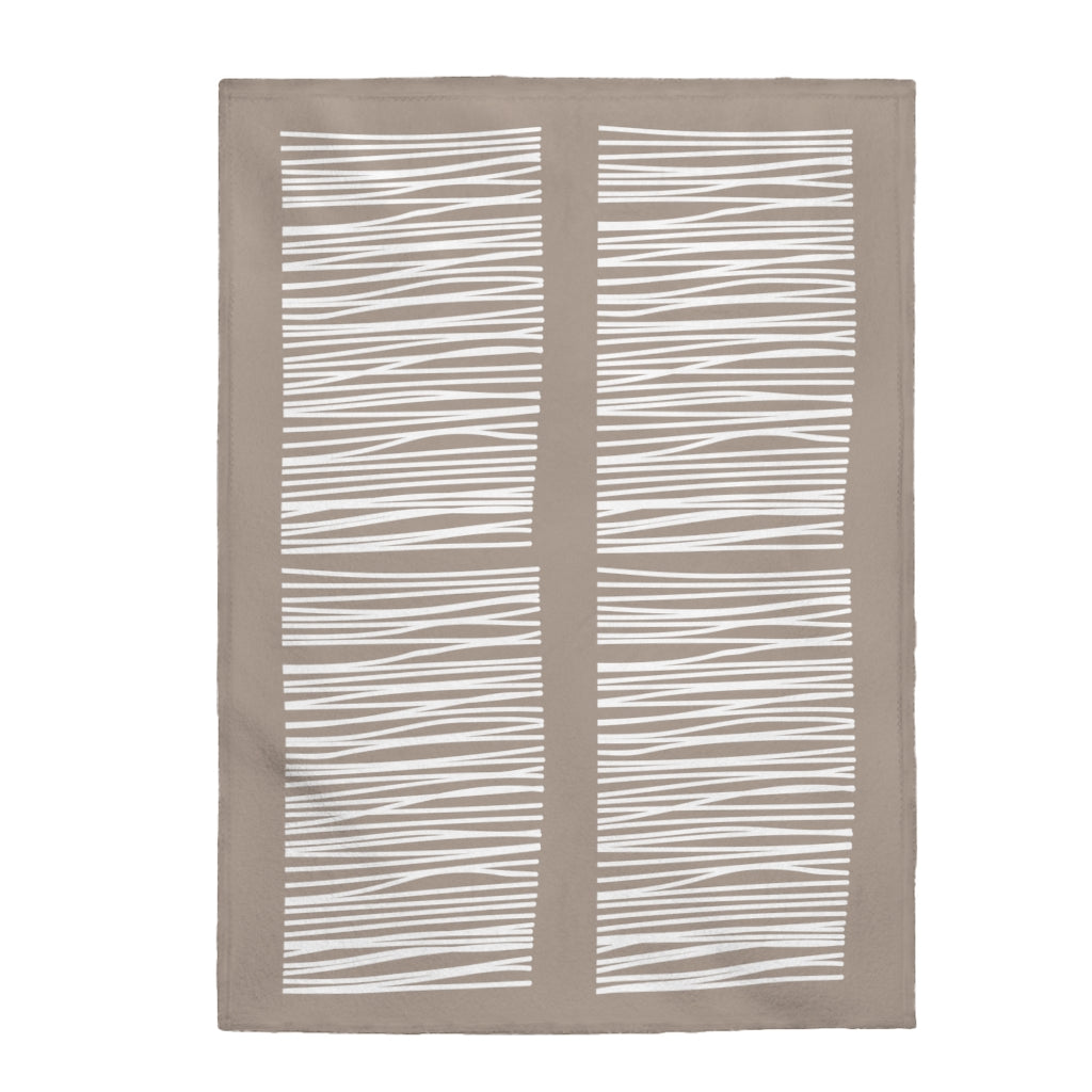 Abstract Lines in Beige Plush Blanket Throw