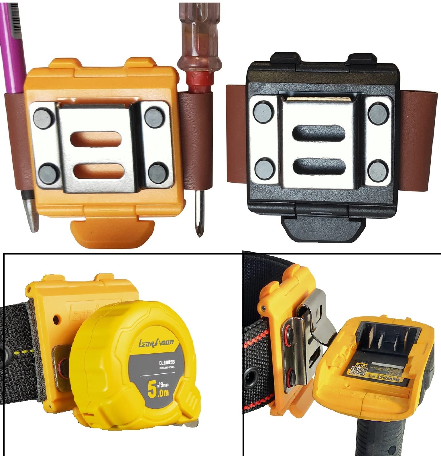 Tape Measure Holder, Tape Measure Holster Clip on Tool Belt, Clip-On Tape Measure Holder, Measuring Tape Holster for Belt, Tool Bags, Pockets or Pants.Only Drill Holster, Without Drill Clip.