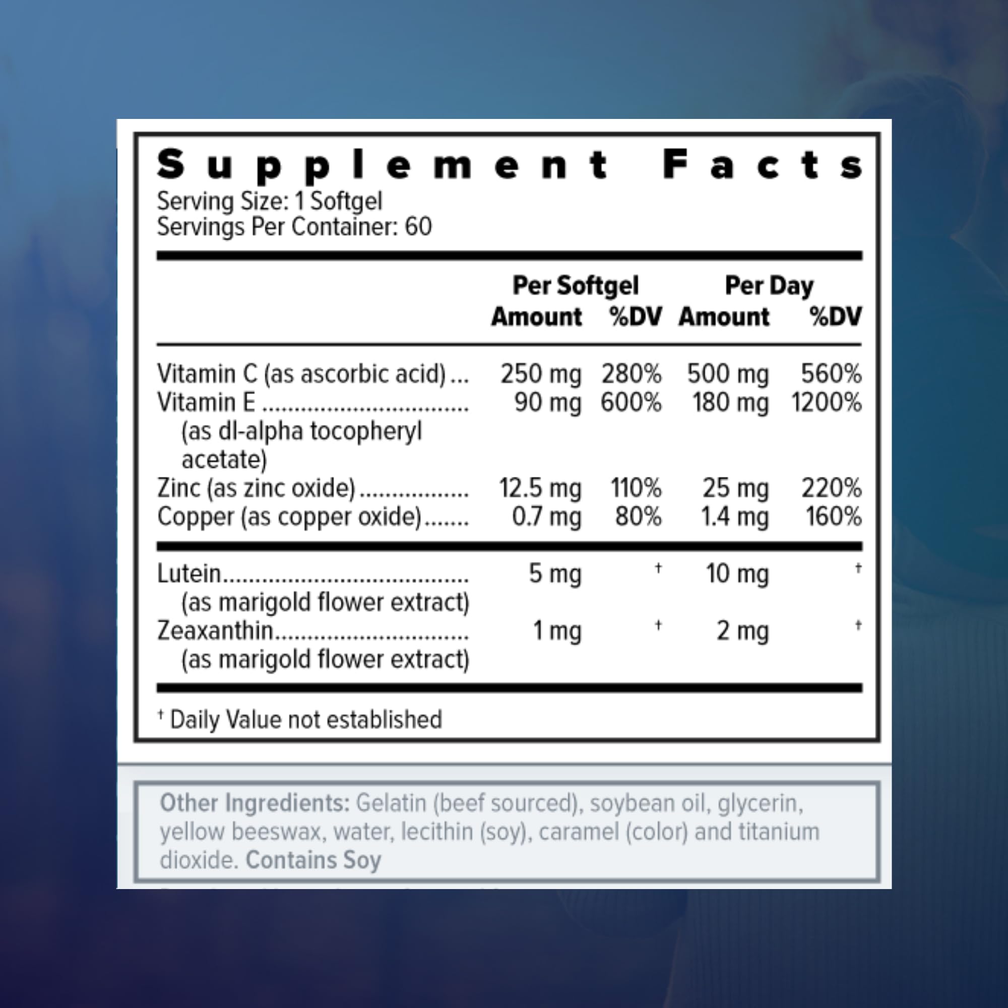 Focus Select AREDS2 Based Eye Vitamin-Mineral Supplement - AREDS2 Based Supplement for Eyes (60 ct. 30 Day Supply) - AREDS2 Based Low Zinc Formula - Eye Vision Supplement and Vitamin