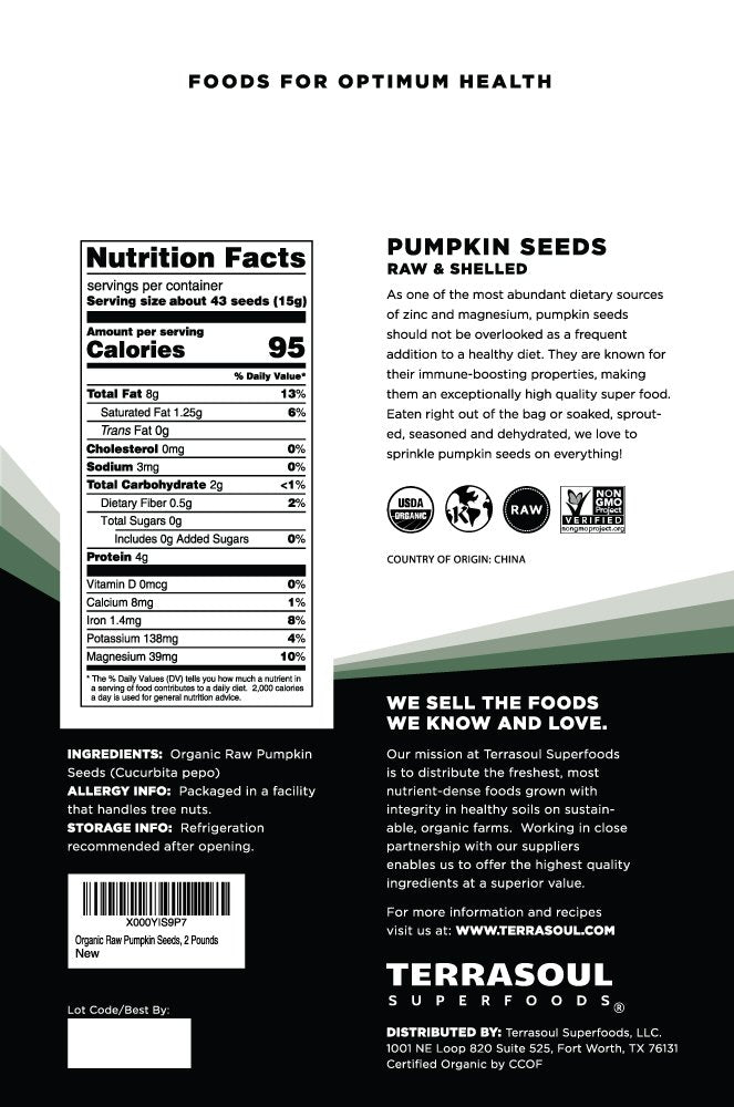 Terrasoul Superfoods Organic Pumpkin Seeds, 4 Lbs - Premium Quality | Fresh | Raw | Unsalted