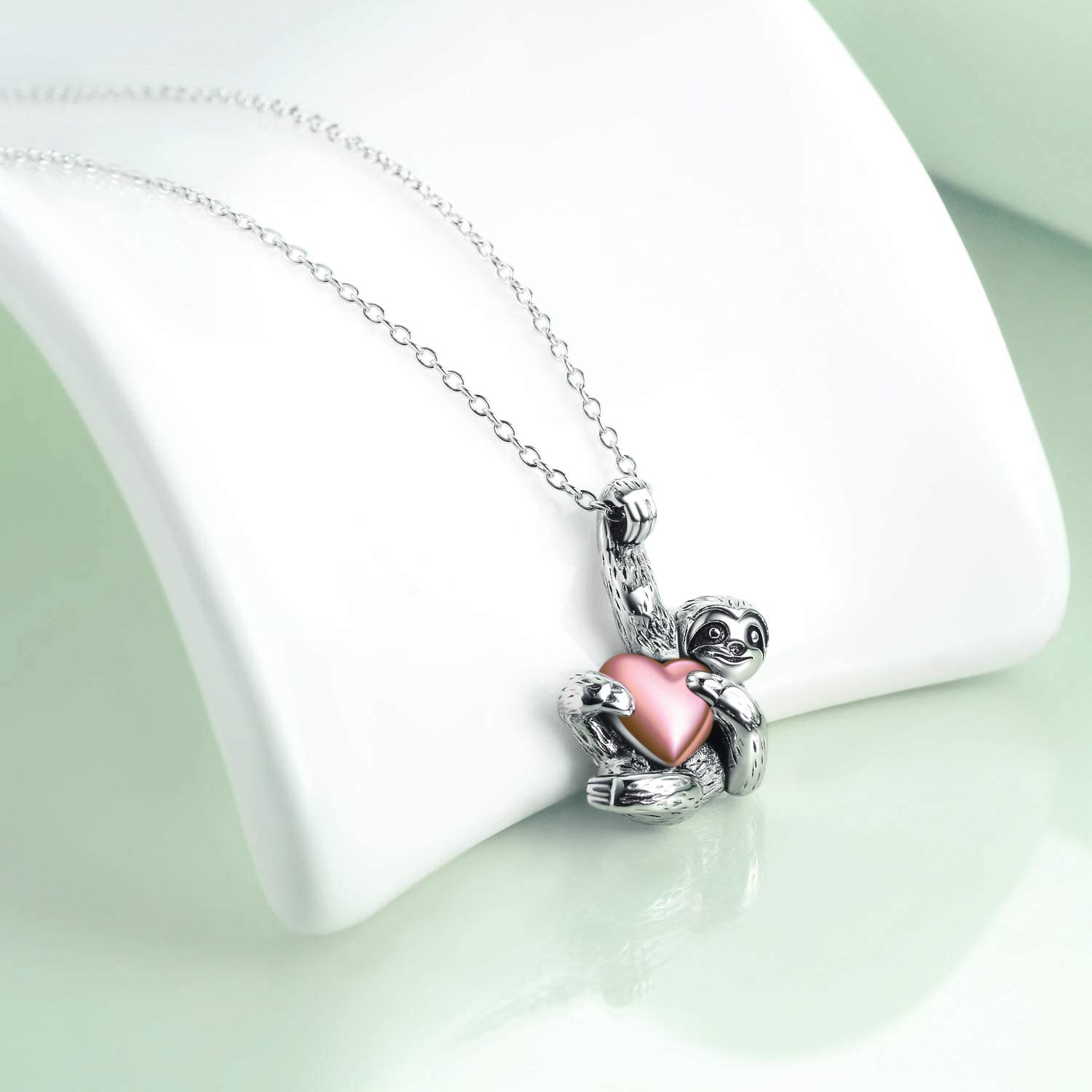 Sterling Silver Sloth Gifts Sloth Heart Necklace for Women Jewelry