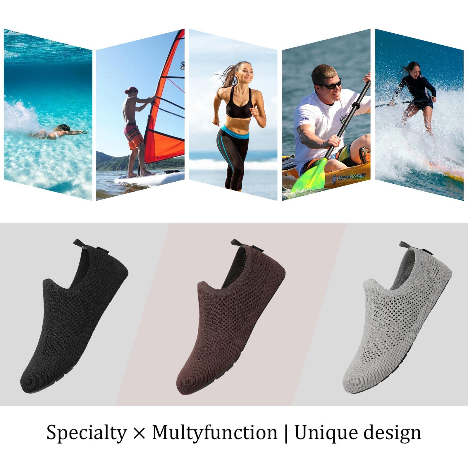 SAGUARO Women Aqua Socks Men Slip-On Barfoot Water Shoes Quick-Dry Non-Slip Swimming Socks Outdoor Beach Water Sports