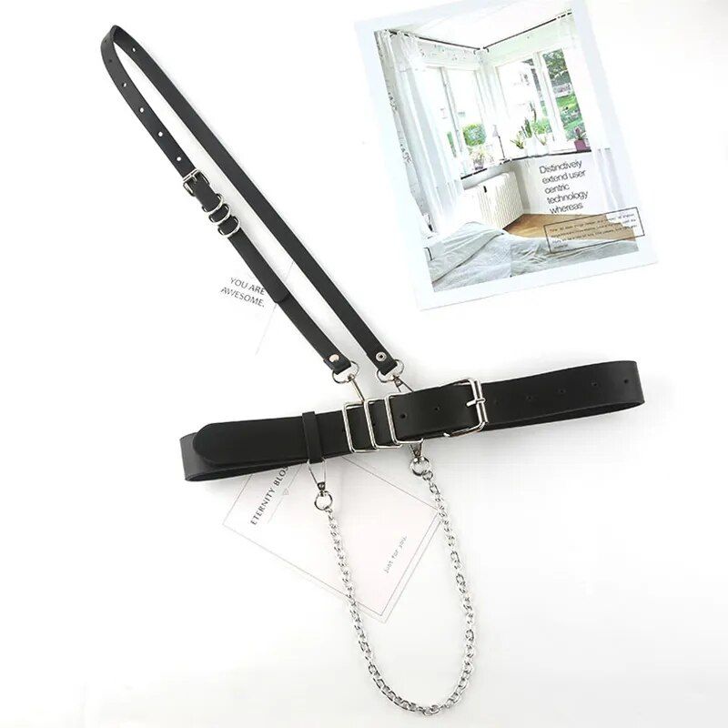 Stylish Punk Chain Leather Waist Belt