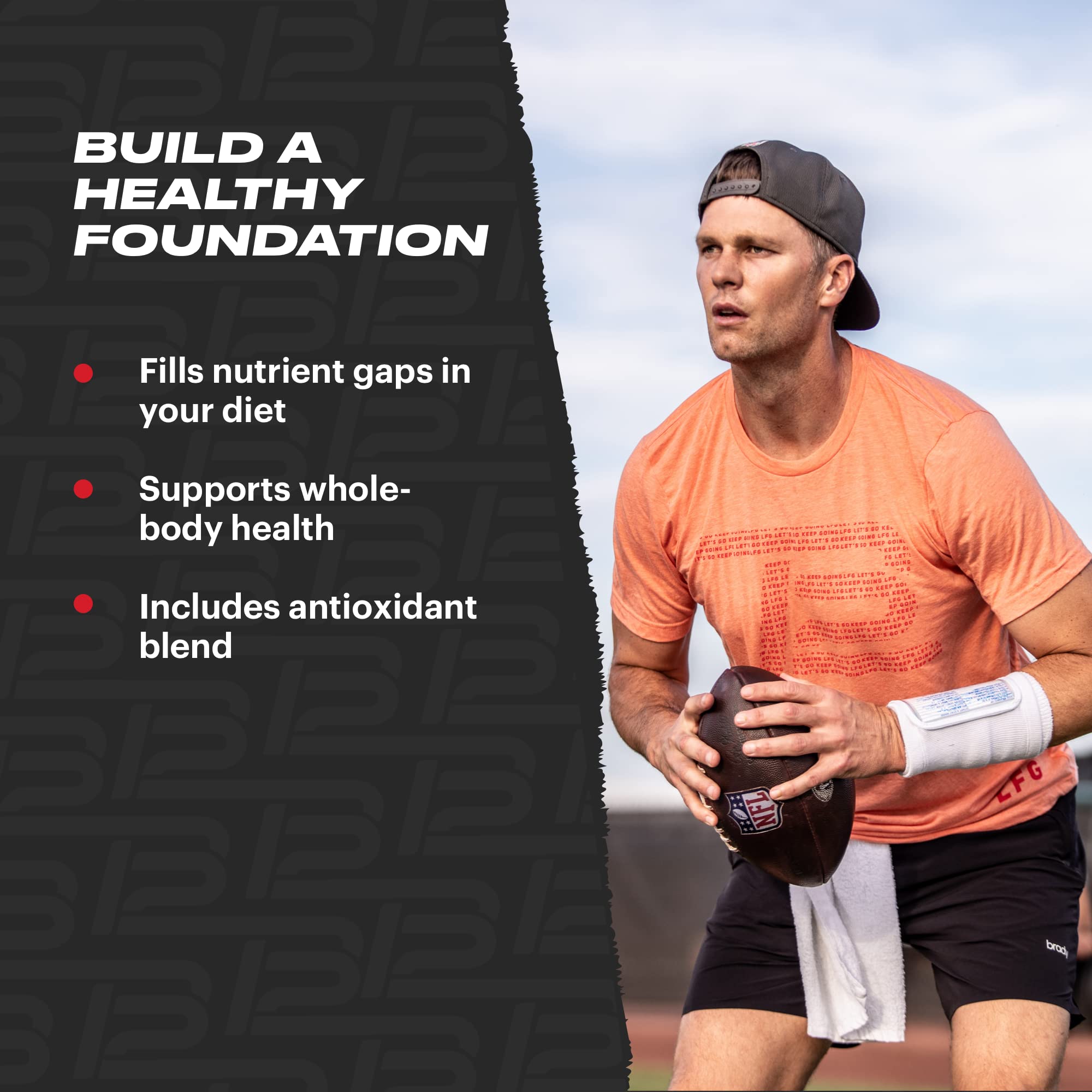 TB12 Multivitamin by Tom Brady. NSF Certified Minerals and Antioxidants for Daily Needs. Complete, bioavailable multivitamin for Healthy Aging, Brain Support, Energy, Immunity. Tablets (60 Count)