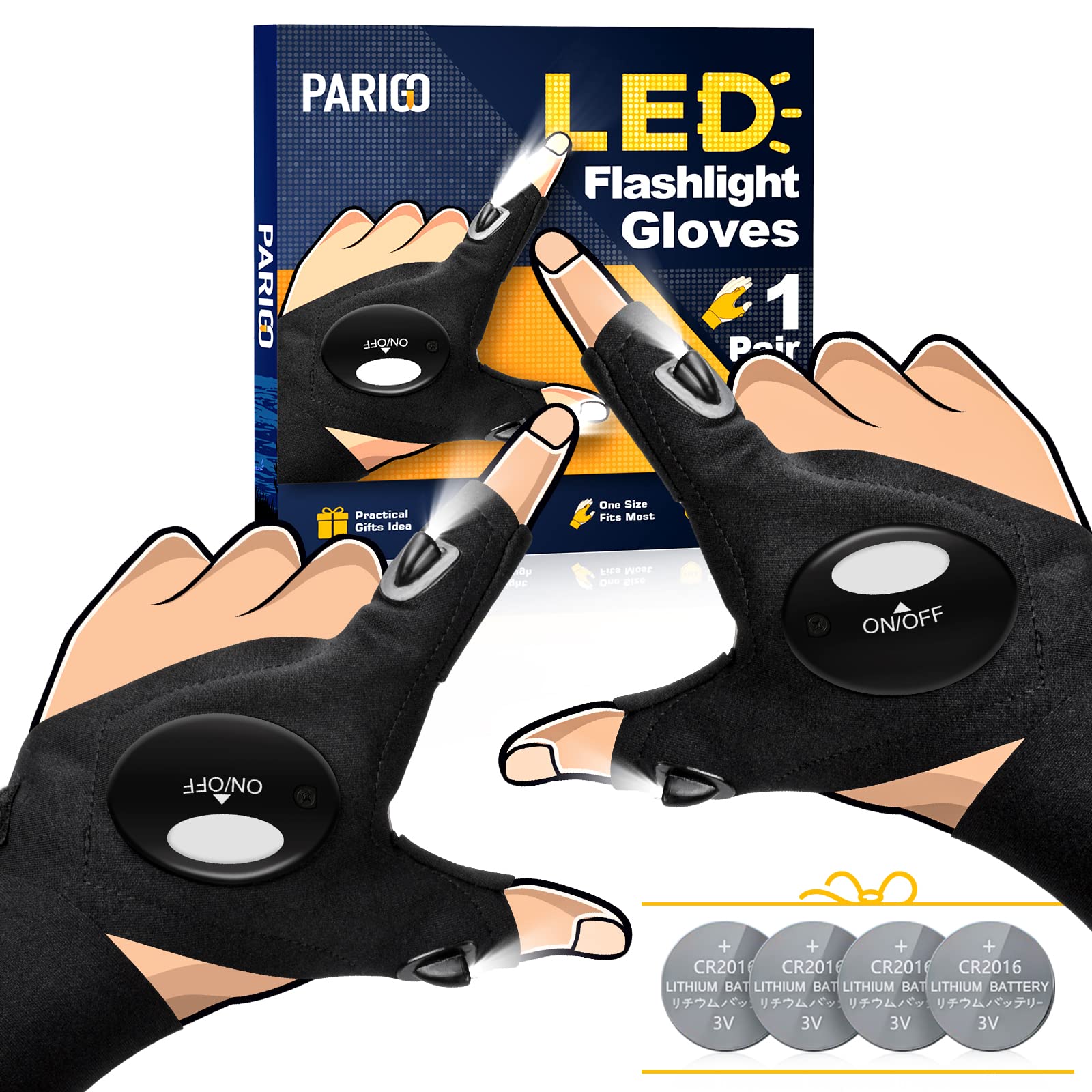 LED Flashlight Gloves Gifts for Men Women-Dad Gifts for Fathers Day Anniversary Birthday Gifts for Boyfriend Husband Papa, Cool Gadgets Mechanic Tool Car Guy Unique Stuff Fishing Hunting Camping Gift