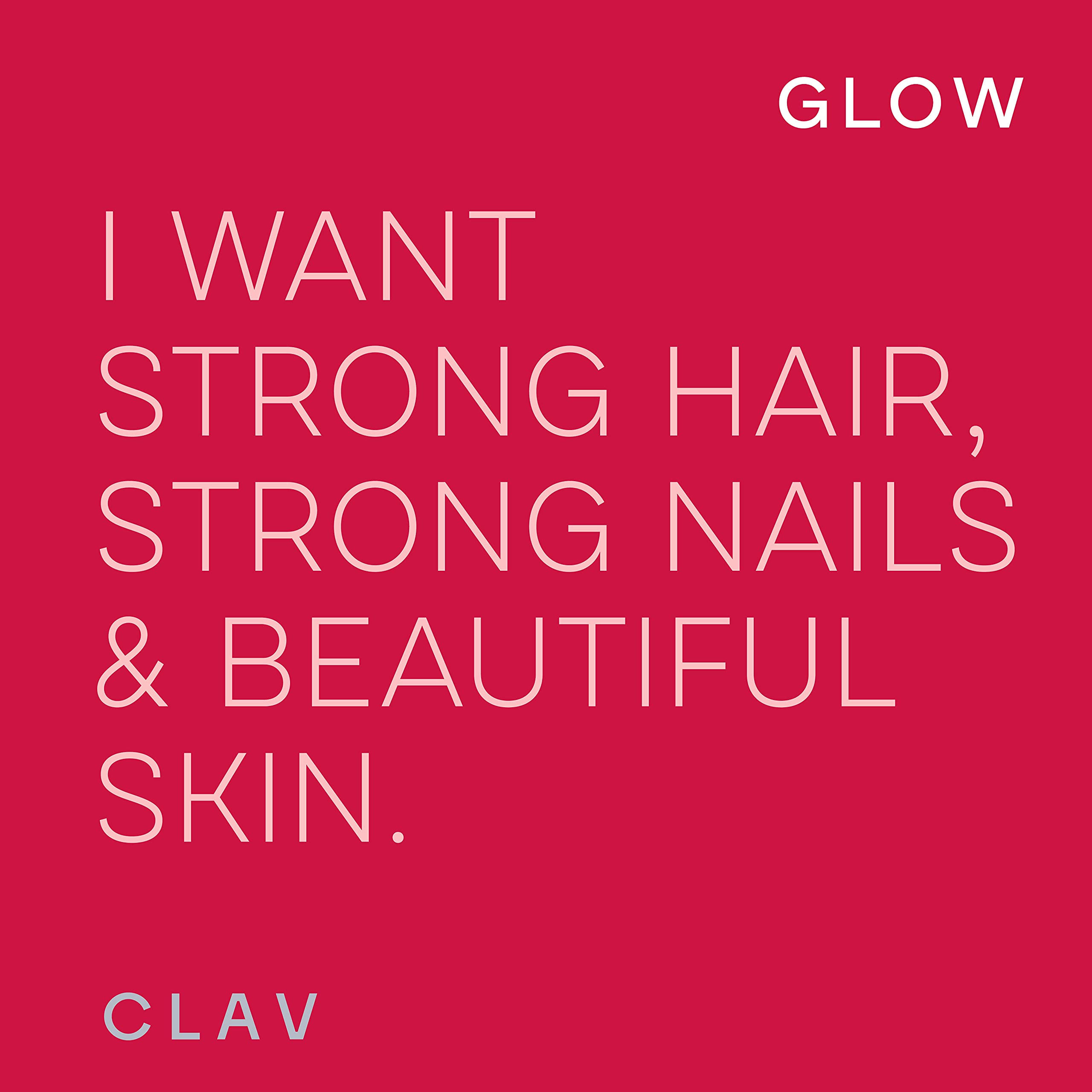 CLAV® Glow Hair Vitamins with Biotin 10000mcg - Vegan Hair Growth Supplement - Hair, Skin, Nail Nutrients with Zinc & Selenium - 120 Capsules for Men & Women - Made in Germany