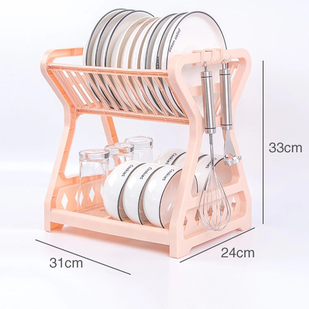 Versatile Double-Layer Kitchen Dish Rack - Eco-Friendly, Stainless Steel & PP