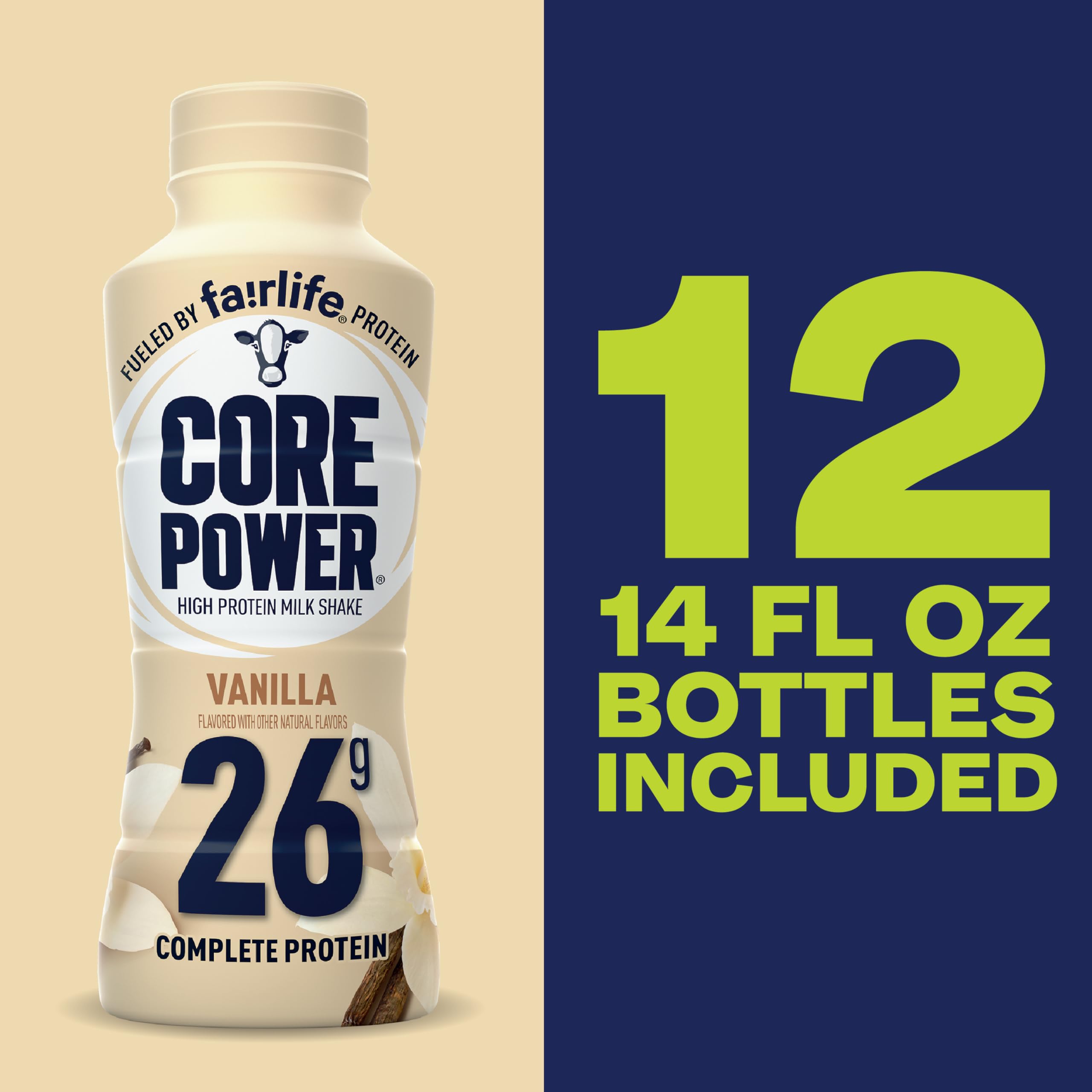 Core Power Fairlife 26g Protein Milk Shakes, Ready To Drink for Workout Recovery, Vanilla, 14 Fl Oz (Pack of 12)