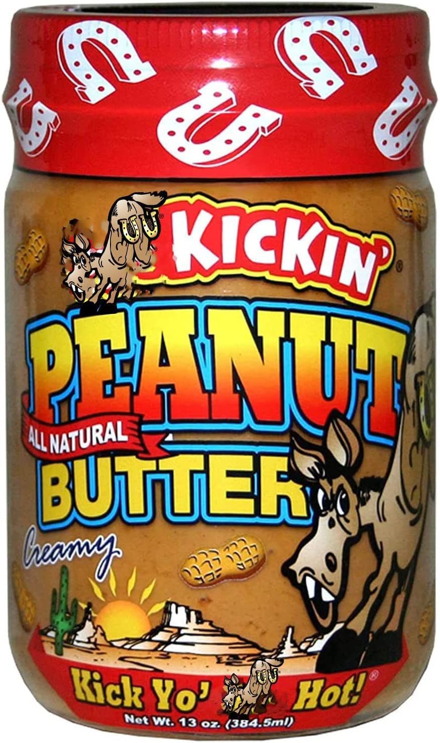 Kickin' Creamy Peanut Butter with Habanero Pepper - 13 Ounces - Premium Gourmet All Natural Spicy Peanut Butter - Perfect Snack Packed with Protein