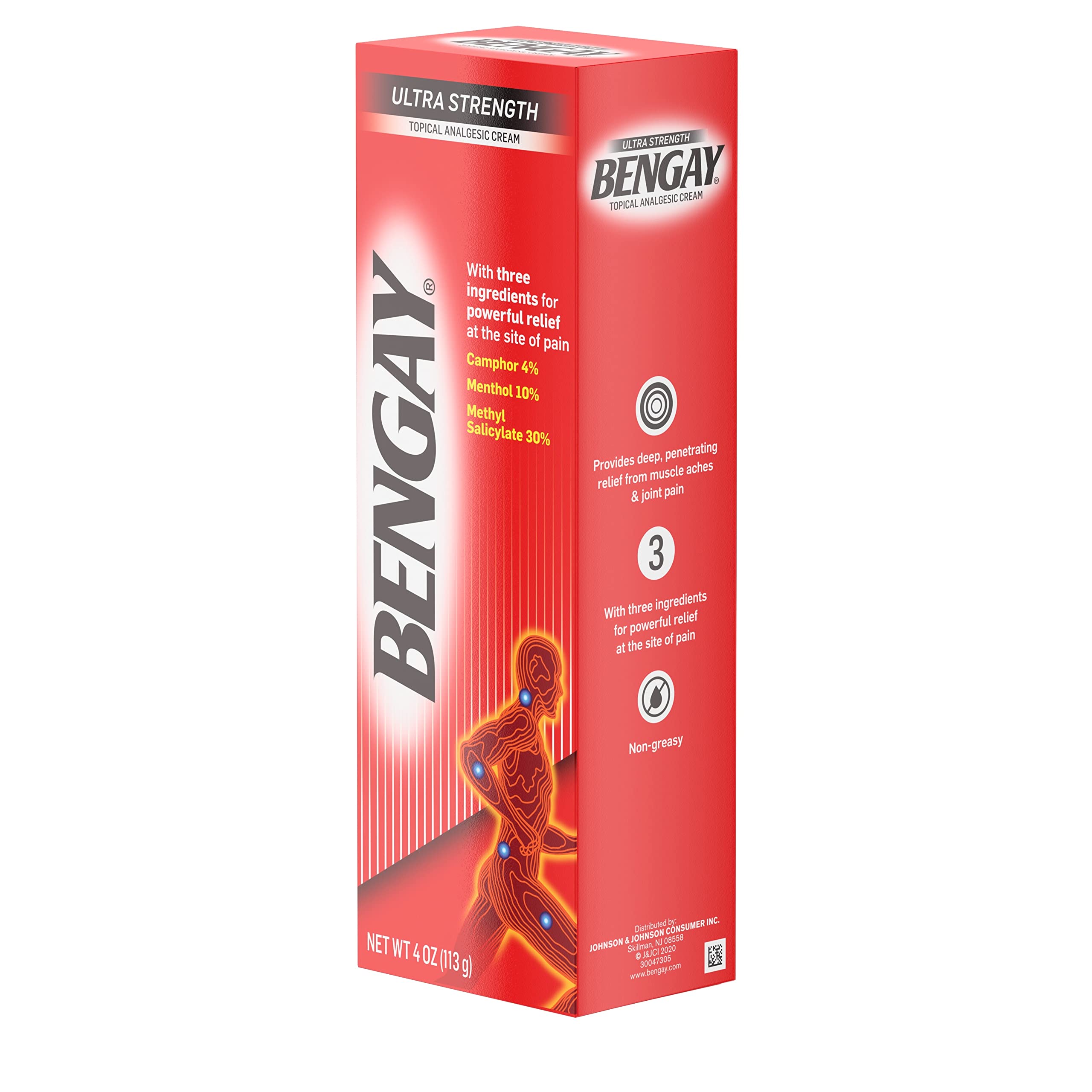 Bengay Ultra Strength Topical Pain Relief Cream, Non-Greasy Topical Analgesic for Minor Arthritis, Muscle, Joint, and Back Pain, Camphor, Menthol & Methyl Salicylate, 4 oz