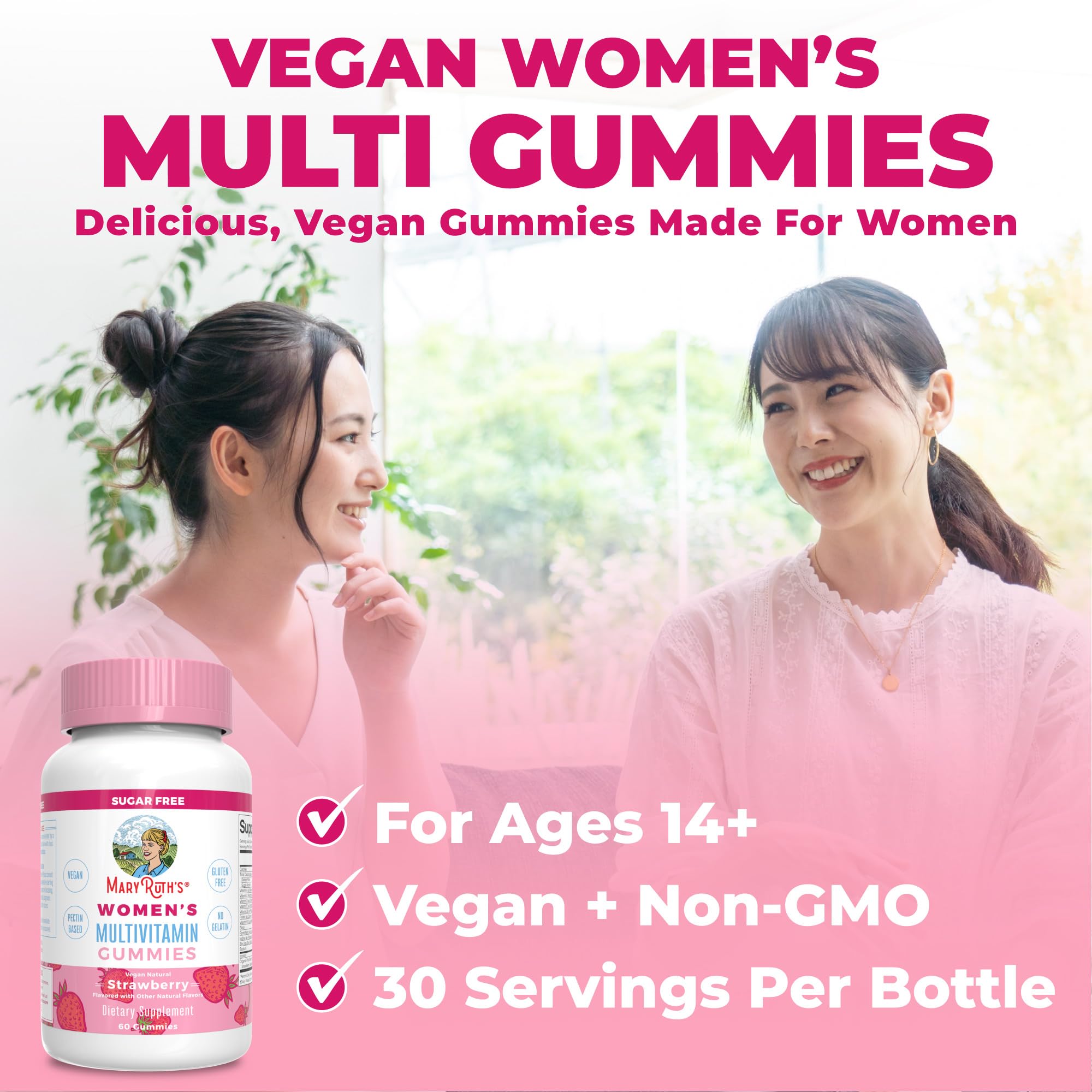 MaryRuth Organics Multivitamin for Women 14+ | Women's Multivitamin Gummies | Immune Support Daily Women's Multivitamin | Hair Skin and Nails Gummy Vitamins for Women | Sugar Free | 60 Count