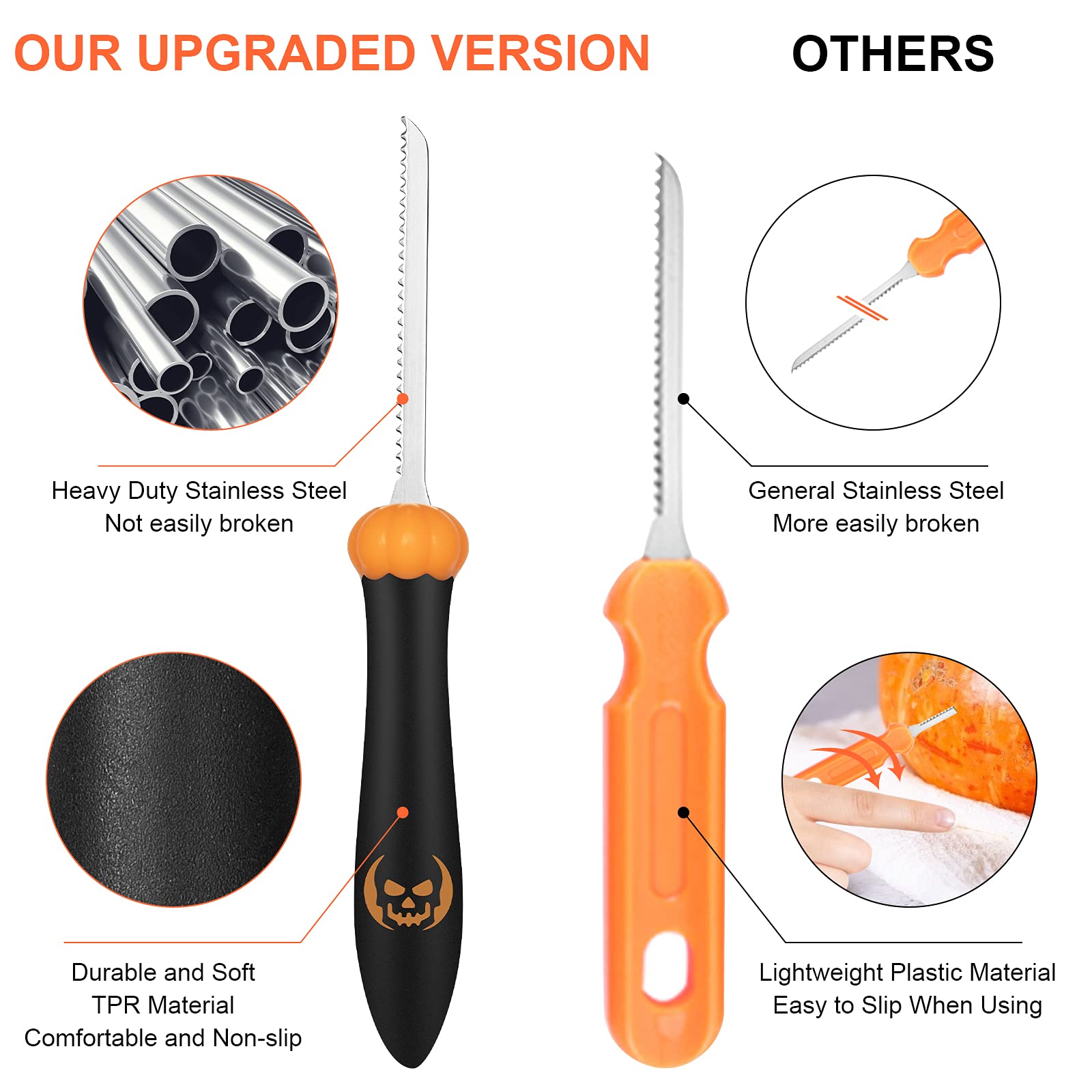 CHRYZTAL Pumpkin Carving Kit Tools Halloween, Professional Heavy Duty Carving Set, Stainless Steel Double-side Sculpting Tool Carving Kit for Halloween Decoration Jack-O-Lanterns