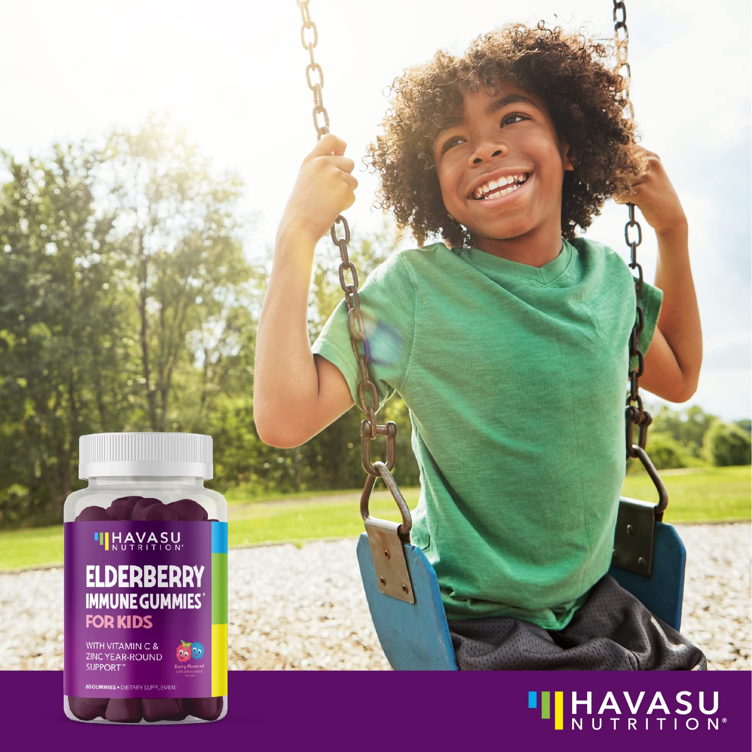 HAVASU NUTRITION Elderberry Gummies for Kids with Zinc & Vitamin C | Potent Herbal Supplement with Antioxidants to Support Immune Defense | Vegan Gummies