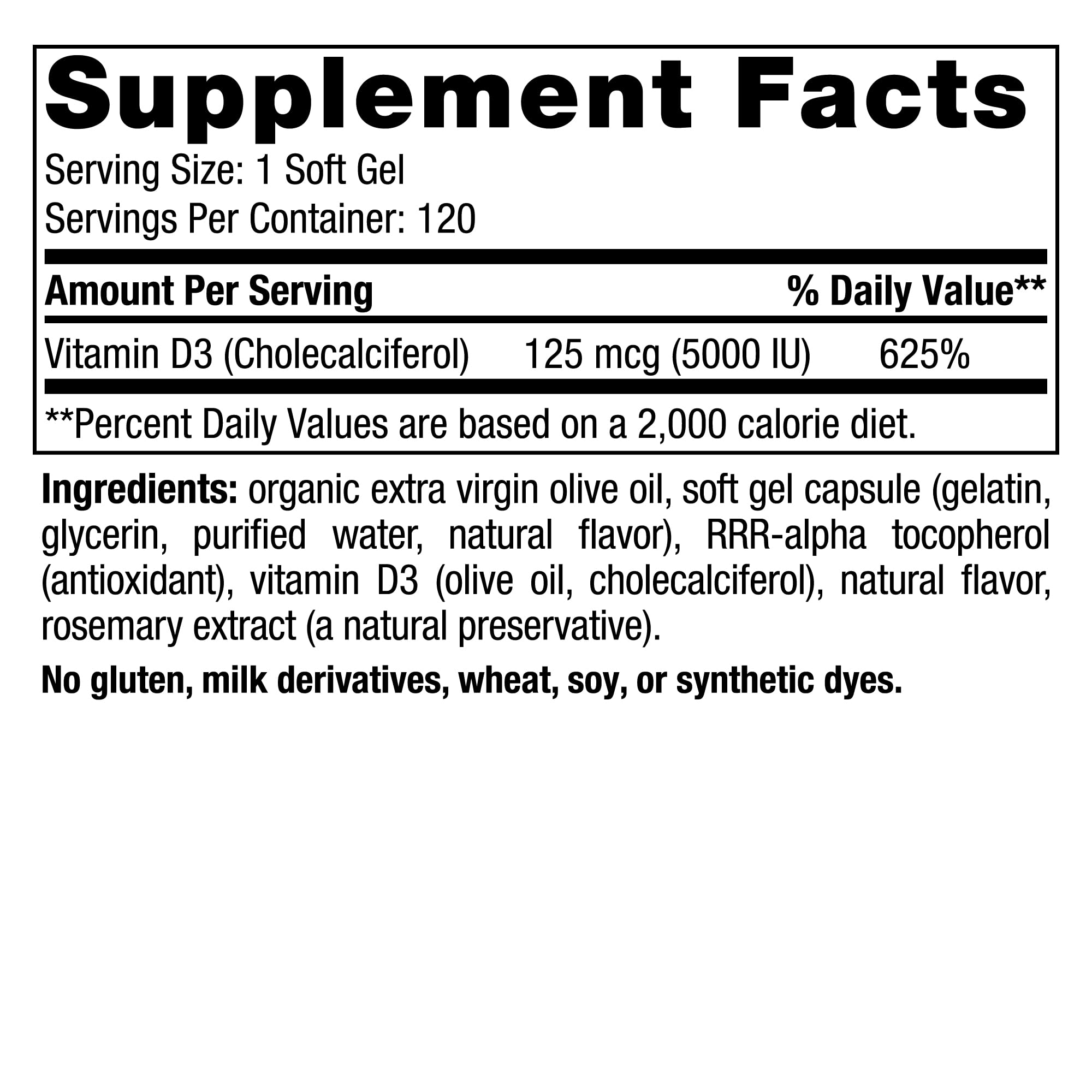 Nordic Naturals Vitamin D3 5000, Orange - 120 Mini Soft Gels - 5000 IU Vitamin D3 - Supports Healthy Bones, Mood & Immune System Function - Non-GMO - 120 Servings