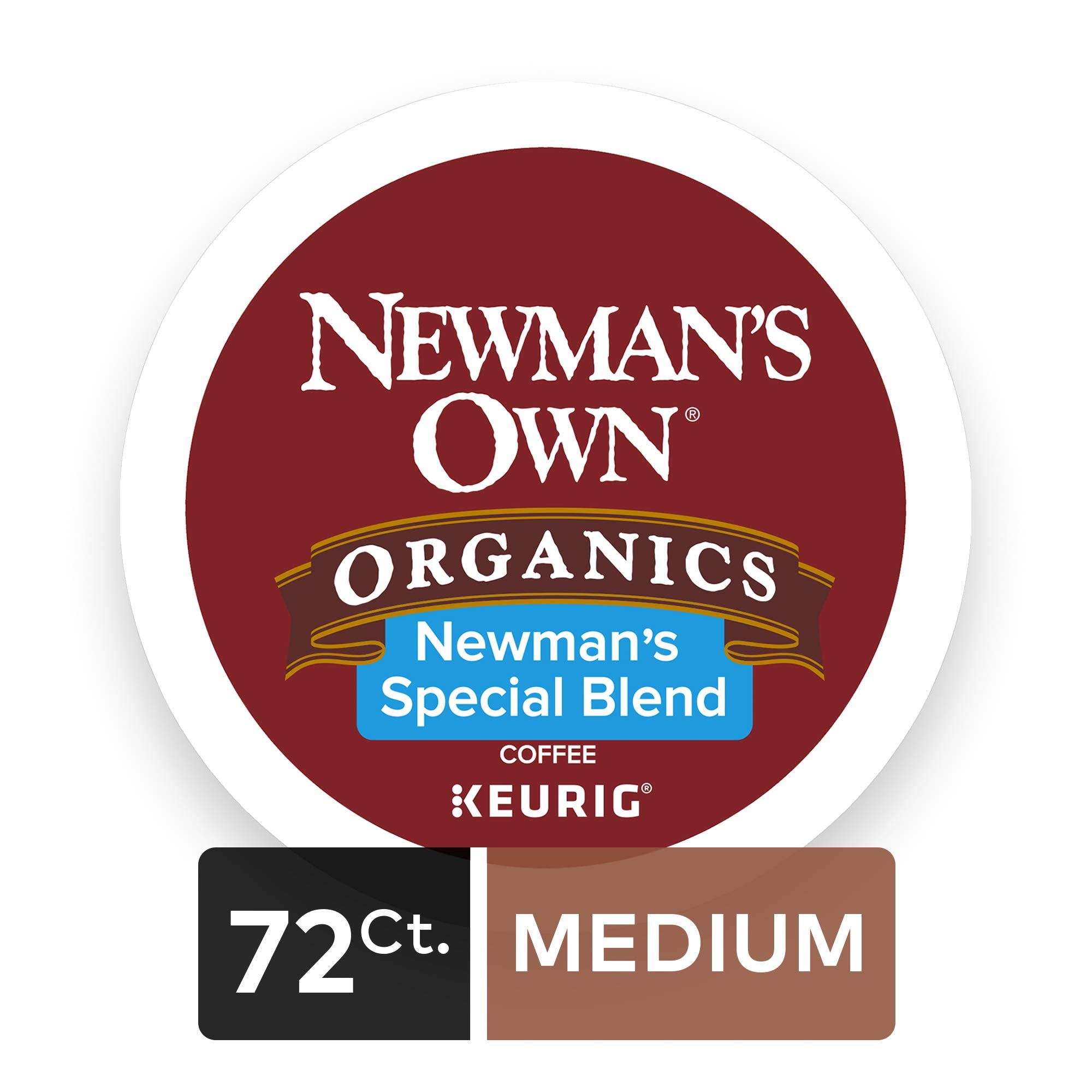 Newman's Own Organics Special Blend Keurig Single-Serve K-Cup Pods, Medium Roast Coffee, 72 Count (6 Packs of 12)