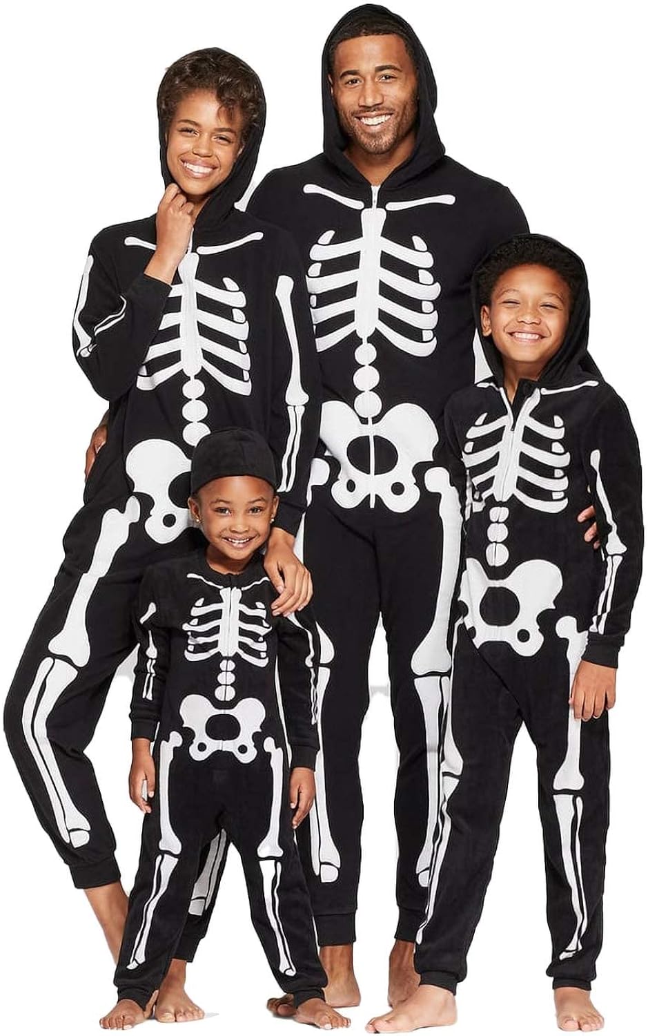 Jobakids Unisex Kids Halloween Costume Skeleton with Glow Hoodie Onesie Kids Small 6-8 Years