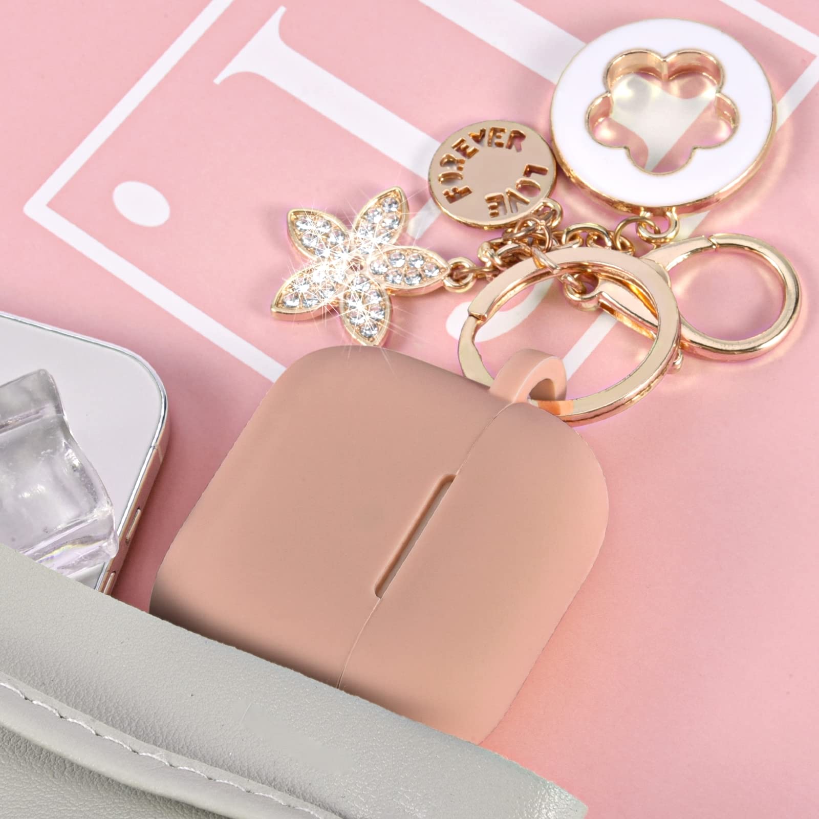 Case for Airpods Pro 2nd Generation - VISOOM 2 Cases Cover Women 2022 Silicone iPod Earbuds Wireless Charging Girl Bling Keychain Apple Airpod Gen 2(Milk Tea)