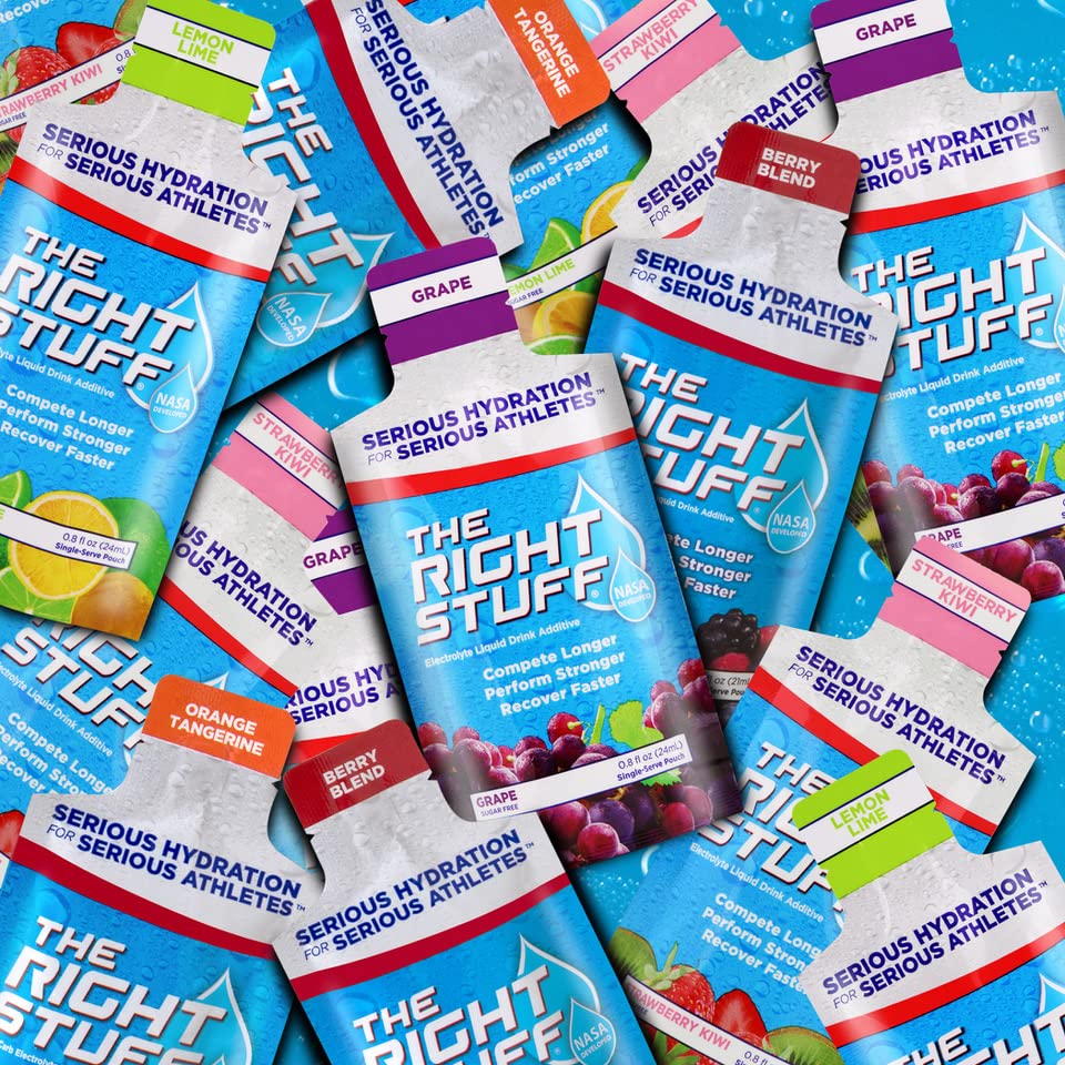 Amazon Special: The Right Stuff electrolyte drink additive (6 boxes total) - 2 10-pouch boxes of 3 flavors (Strawberry Kiwi, Lemon Lime and Grape)