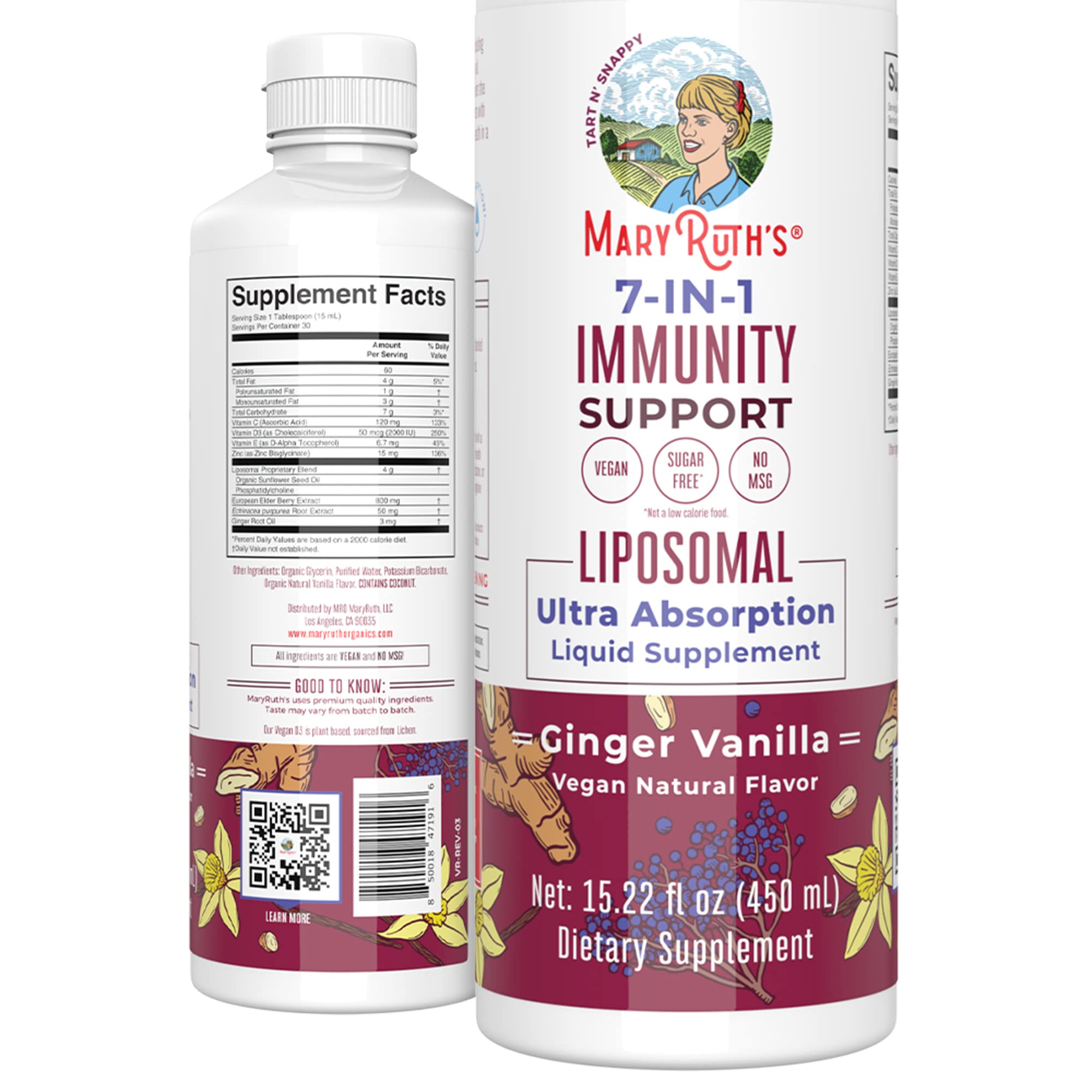 Elderberry Liquid with Vitamin C | 7 in 1 Immune Support Liquid Vitamins | Immune Defense Vitamins | Elderberry with Zinc and Vitamin C for Adults & Kids | Vegan | Non-GMO | Gluten Free | 30 Servings