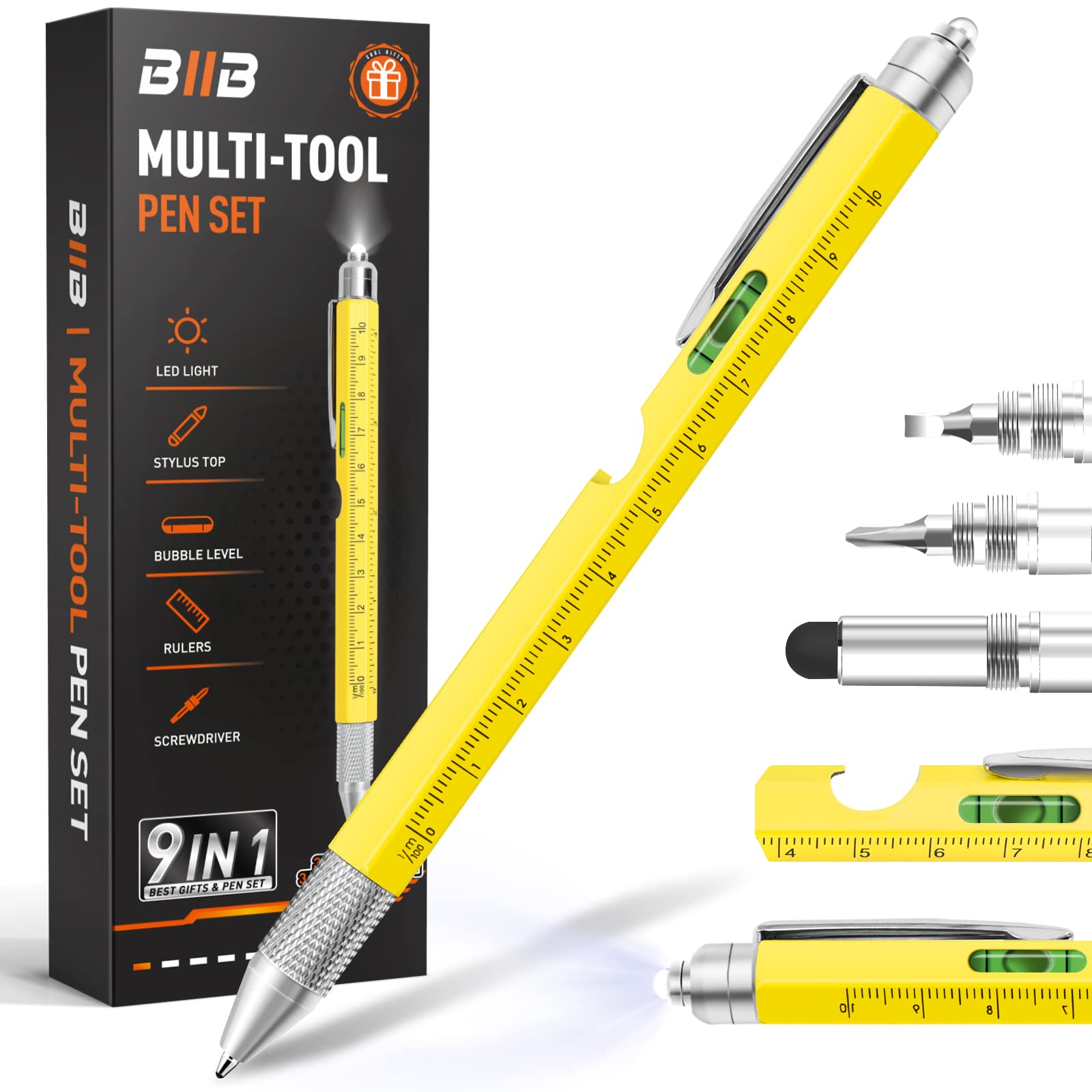 BIIB Dad Gifts for Men, 9 in 1 Multitool Pen Fathers Day Gift from Daughter, Father's Day Gifts for Dad Who Wants Nothing, Birthday Gifts for Men, Mens Gifts for Him, Grandpa, Tools Gadgets for Men