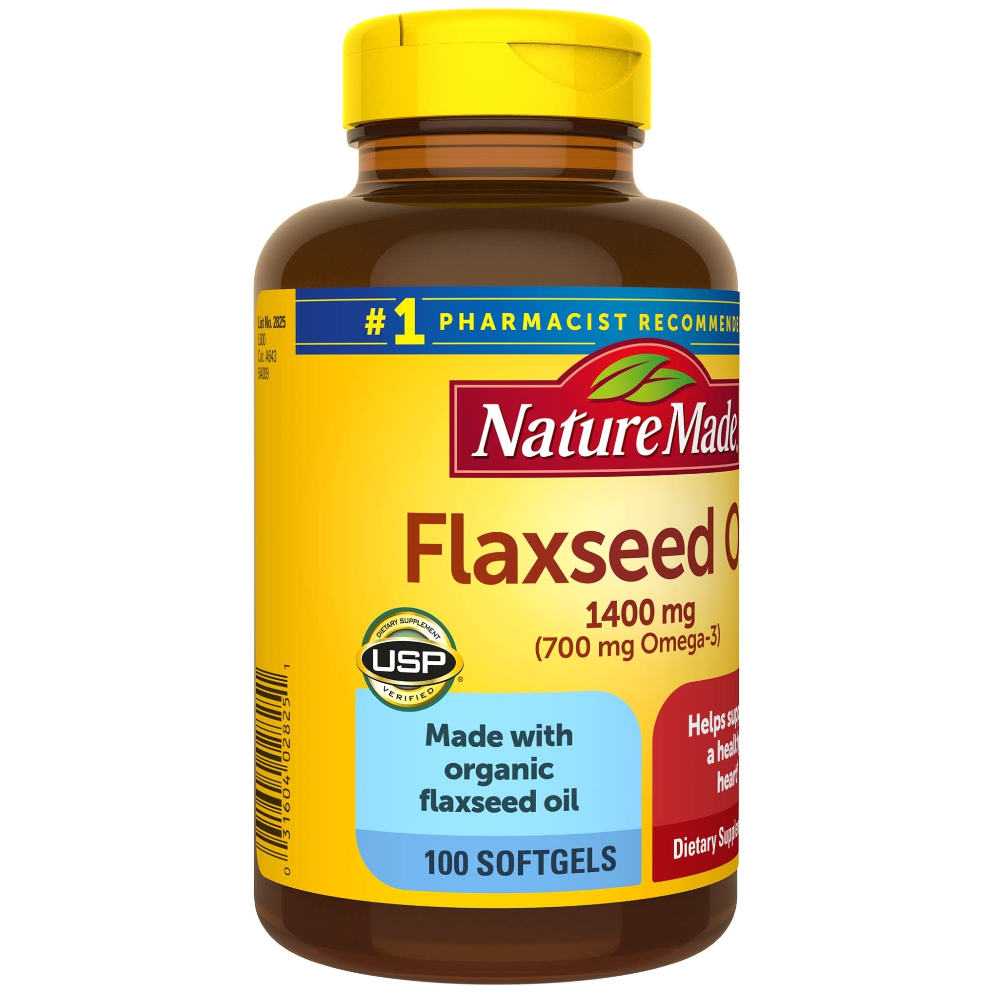 Nature Made Extra Strength Flaxseed Oil 1400 mg, Dietary Supplement for Heart Health Support, 100 Softgels, 100 Day Supply