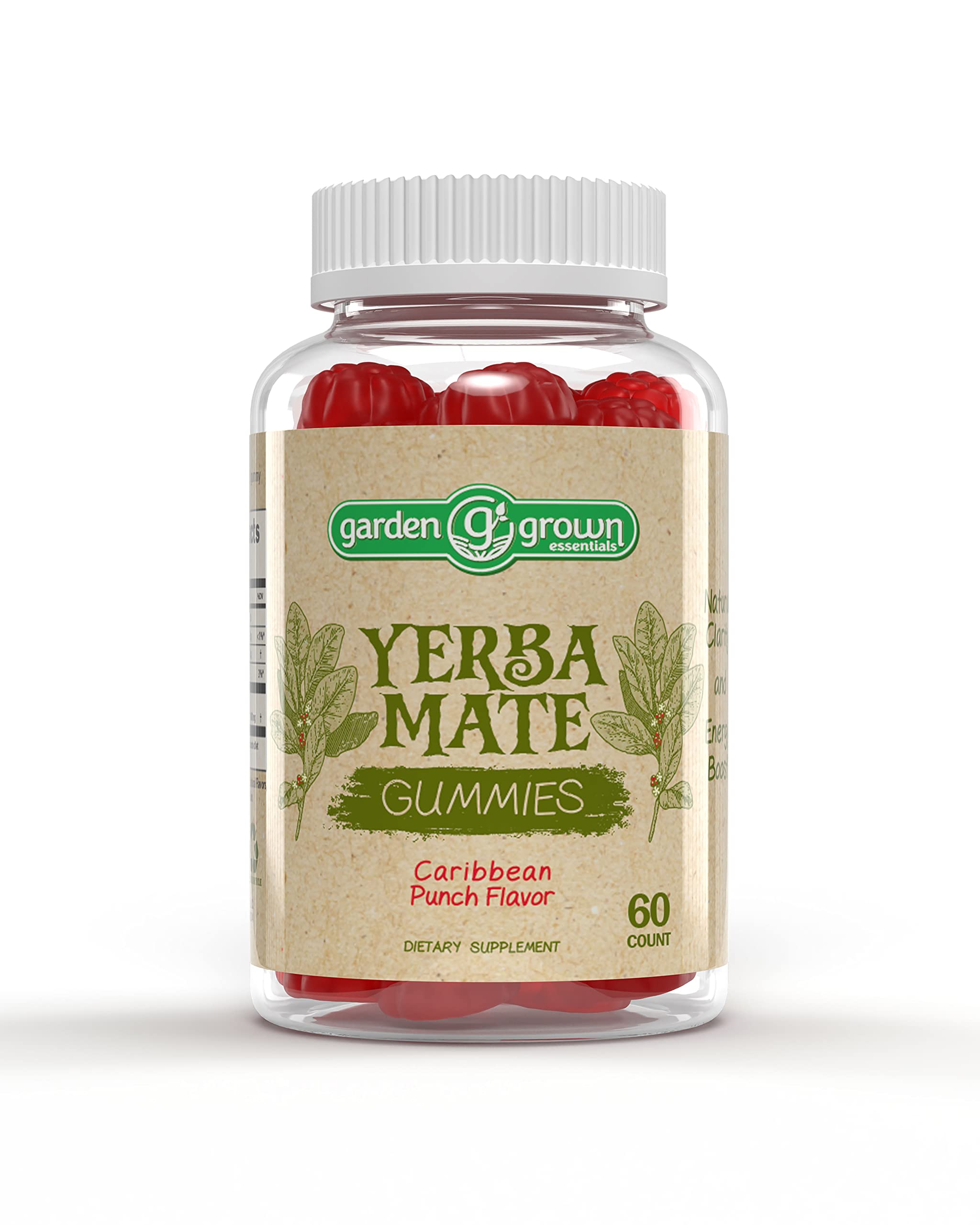 Yerba Mate Gummies - 1000 MG Per Serving 60,000 MG High Potency - Tastier, More Effective Way To Achieve Benefits of Yerba Mate - All Natural Energy and Clarity Boosting Gummy Supplement - Made in the USA (60 Count - Carribean Punch Flavor)