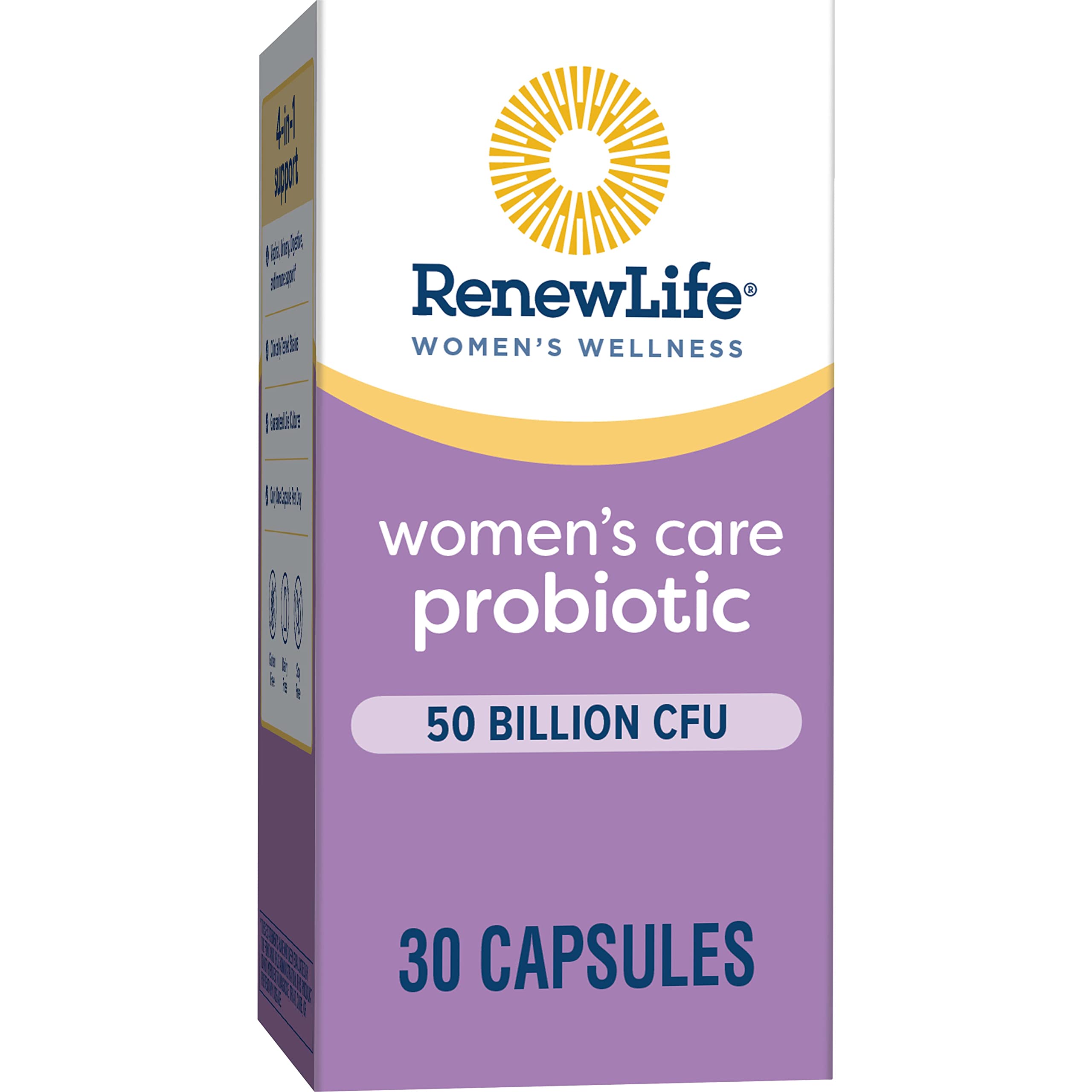 Renew Life Probiotics for Women, 50 Billion CFU Guaranteed, Probiotic Supplement for Digestive, Vaginal & Immune Health, Shelf Stable, Soy, Dairy & Gluten Free, 30 Capsules