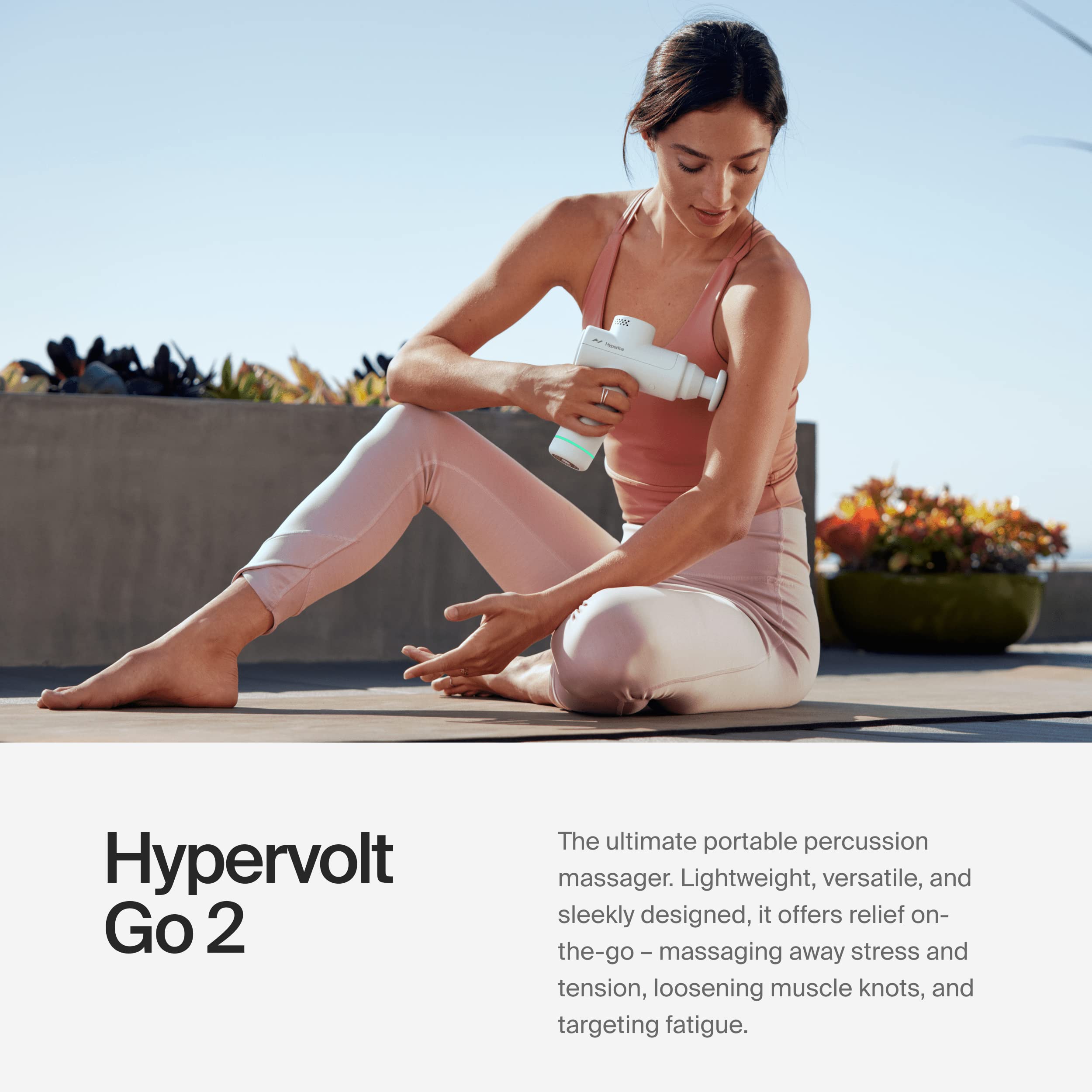 Hypervolt Go 2 - Featuring Quiet Glide Technology - Handheld Percussion Massage Gun | 3 Speeds, 2 Interchangeable Heads | Helps Relieve Sore Muscles and Stiffness