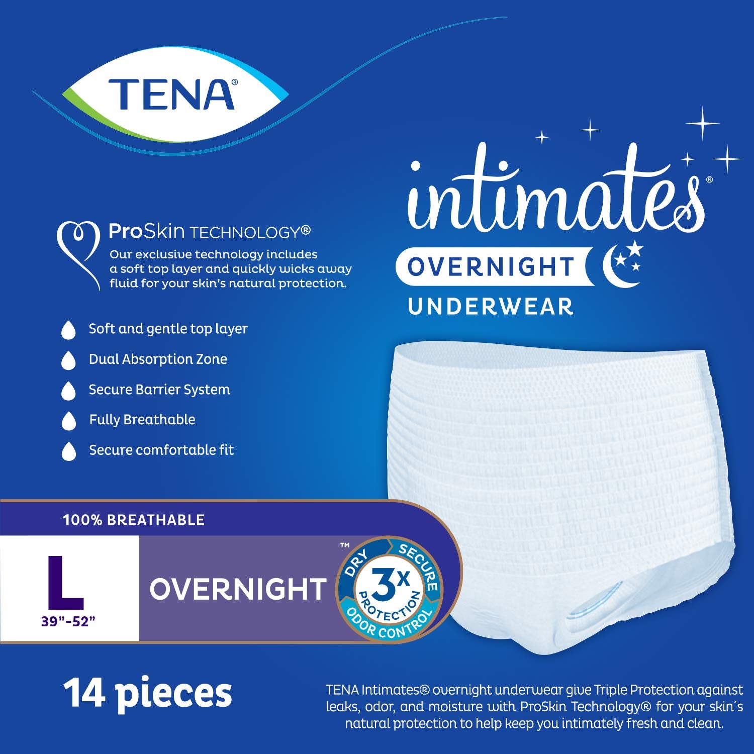 TENA Incontinence Underwear for Women, Overnight Absorbency, Intimates - Large - 56 Count