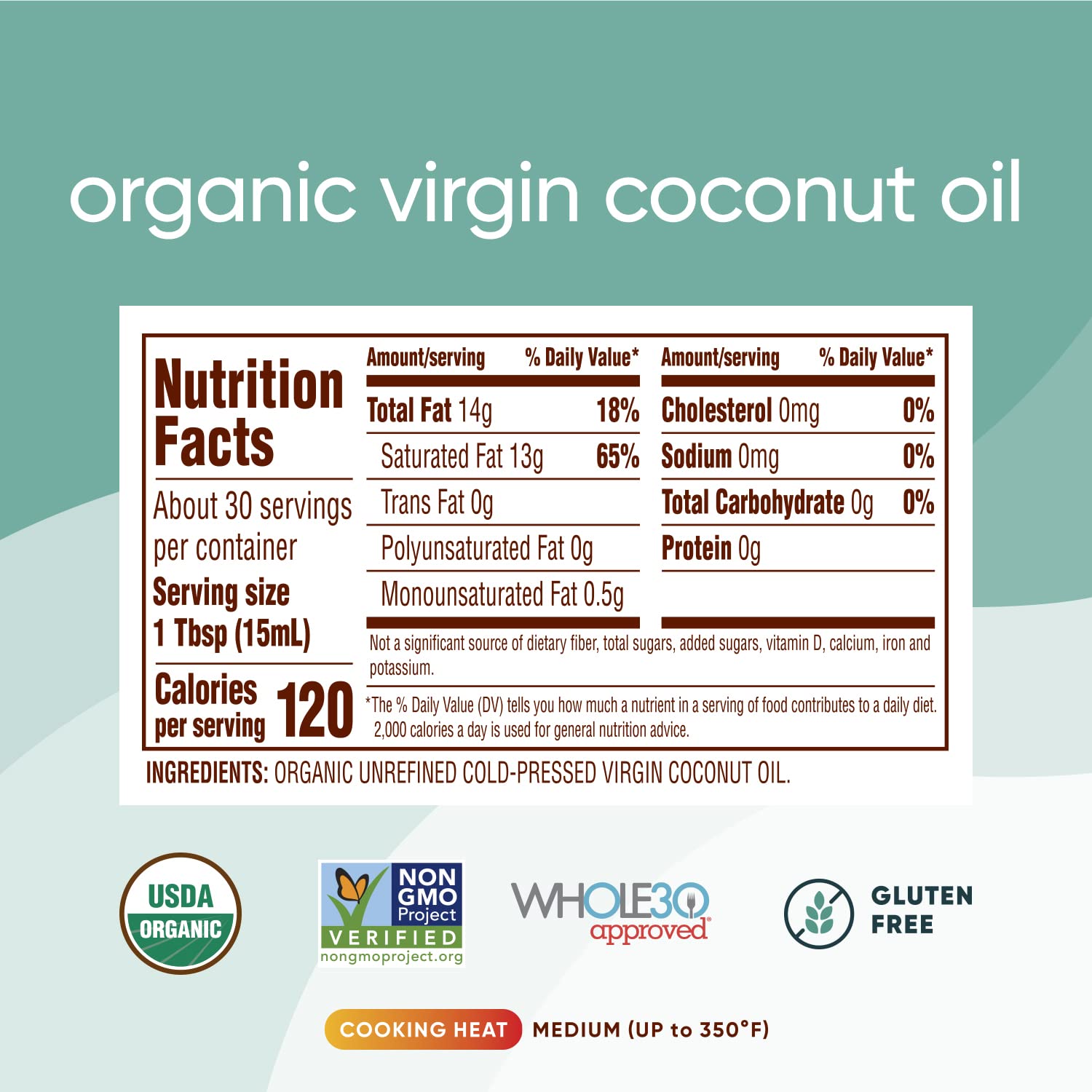 Nutiva Organic Coconut Oil 15 fl oz, Cold-Pressed, Fresh Flavor for Cooking Oil, Natural Hair Oil, Skin Oil, Massage Oil and, Non-GMO, USDA Organic, Unrefined Extra Virgin Coconut Oil (Aceite de Coco)