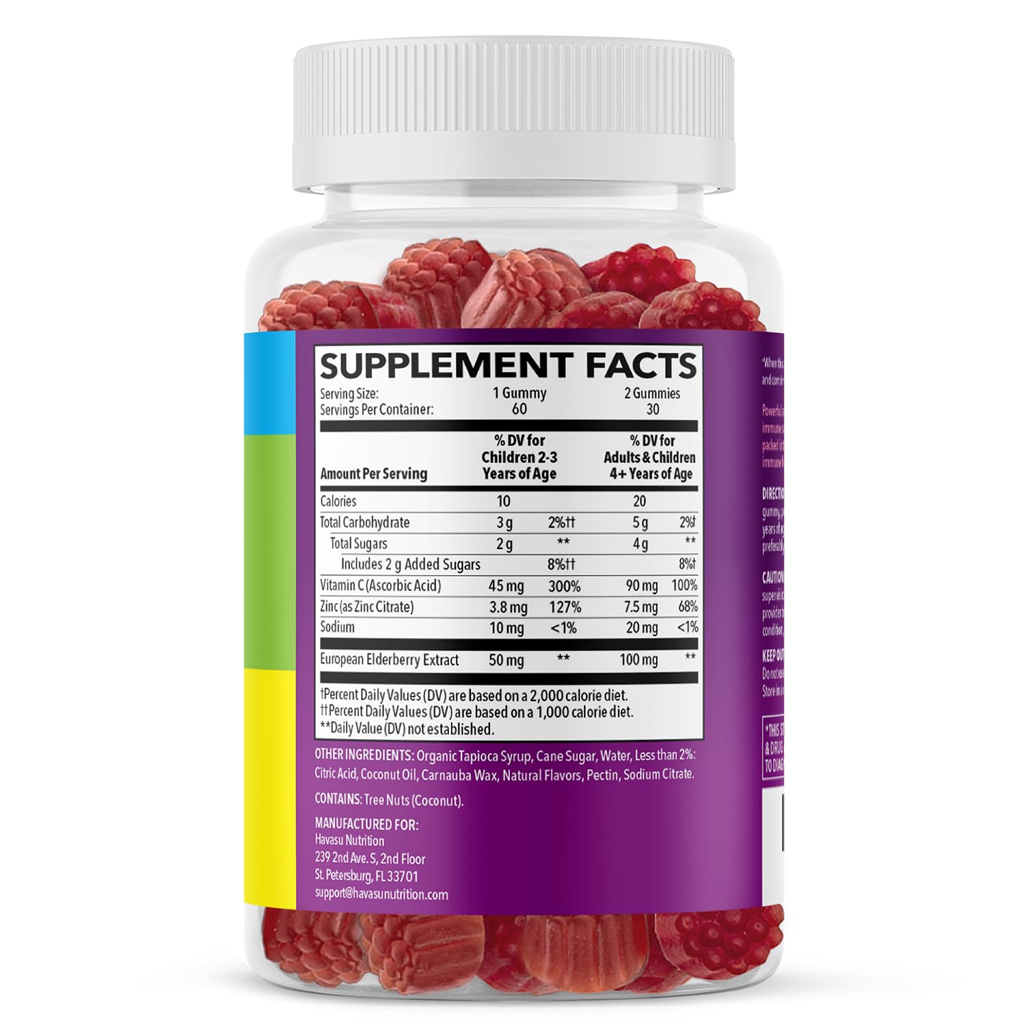 HAVASU NUTRITION Elderberry Gummies for Kids with Zinc & Vitamin C | Potent Herbal Supplement with Antioxidants to Support Immune Defense | Vegan Gummies