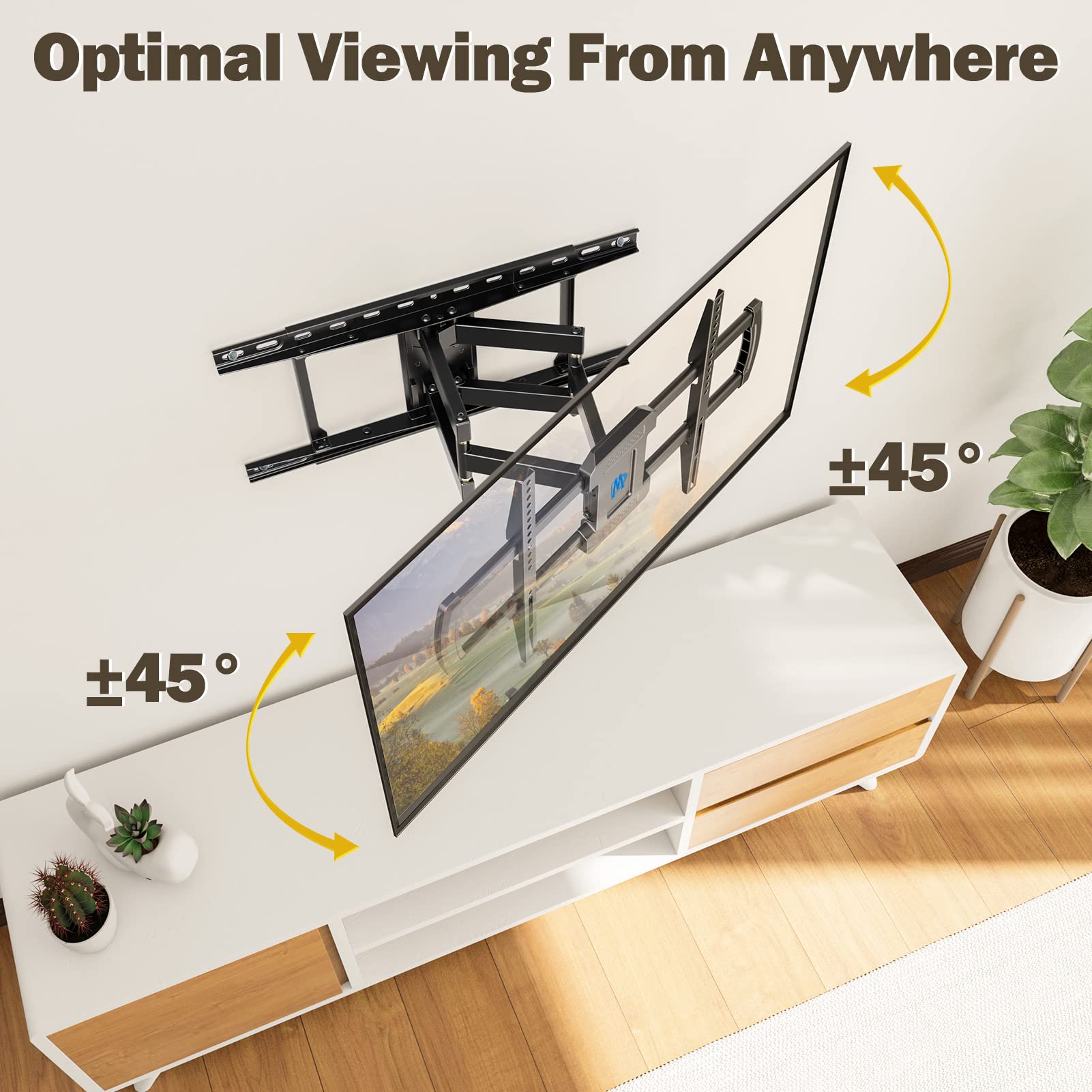 Mounting Dream UL Listed TV Wall Mount for Most 42-84” TVs, Premium Ball Bearings Design for Ultra-Slim TV’s Smooth Moving, Full Motion TV Mount with Articulating Arm, Max VESA 600x400mm and 100LBS