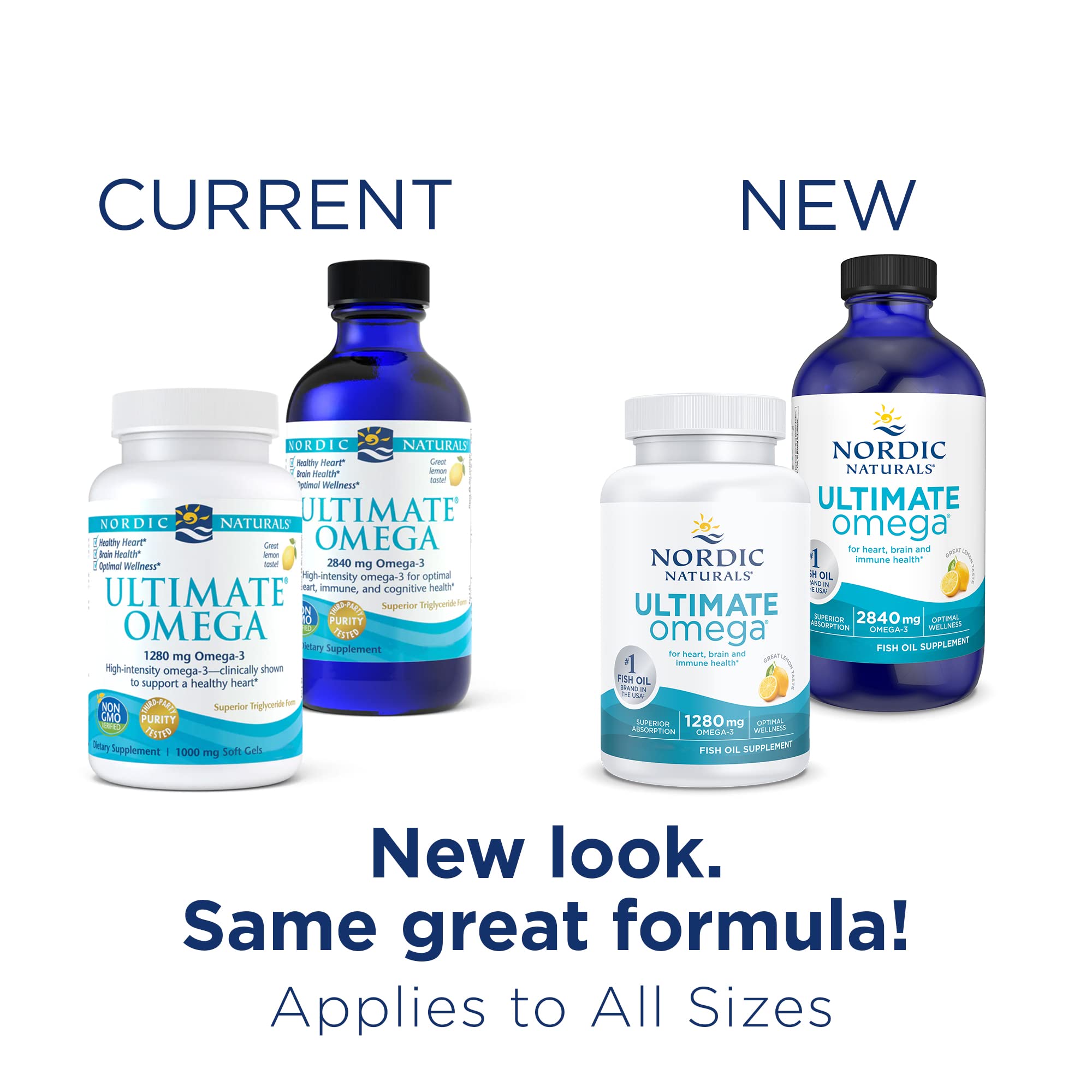 Nordic Naturals Ultimate Omega Liquid, Lemon Flavor - 4 oz - 2840 mg Omega-3 - High-Potency Omega-3 Fish Oil Supplement with EPA & DHA - Promotes Brain & Heart Health - Non-GMO - 24 Servings