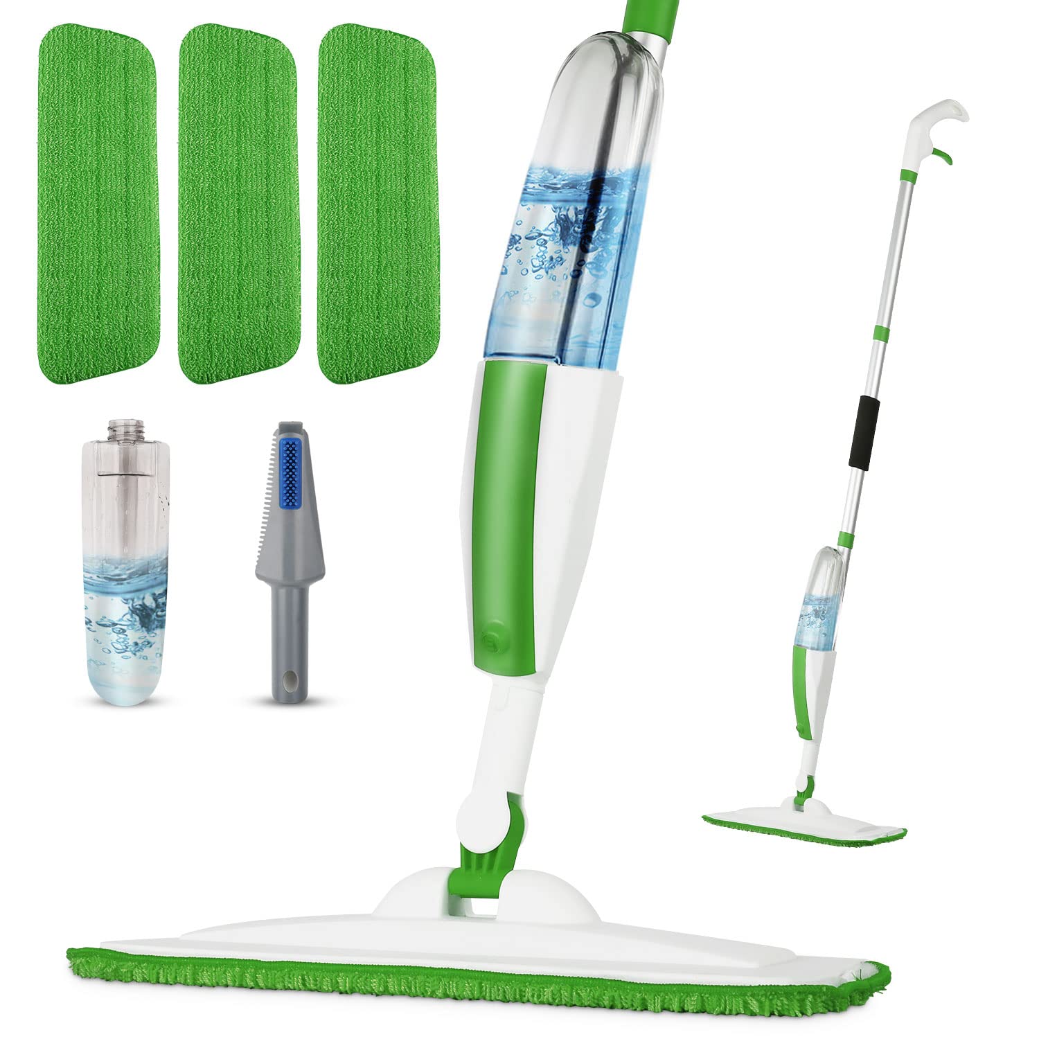 Mops for Floor Cleaning Microfiber Spray Mop with 3 Washable Reusable Pads a Refillable Bottle and Scrubber Wet Dry Flat Mop with 360 Degree Swivel Head for Home Hardwood Laminate