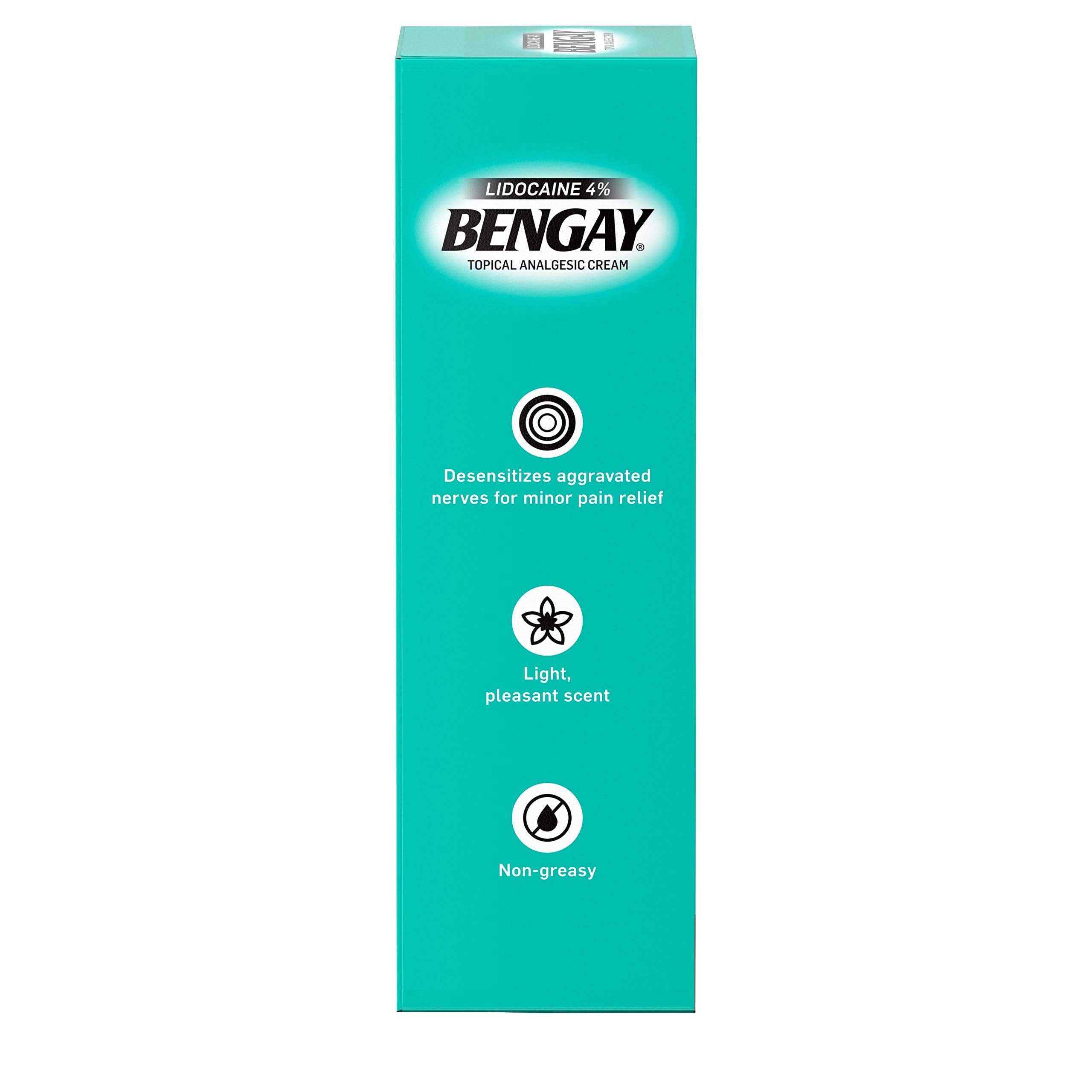 Bengay Pain Relieving Lidocaine Cream Topical Analgesic, Tropical Jasmine Scent, 3 oz