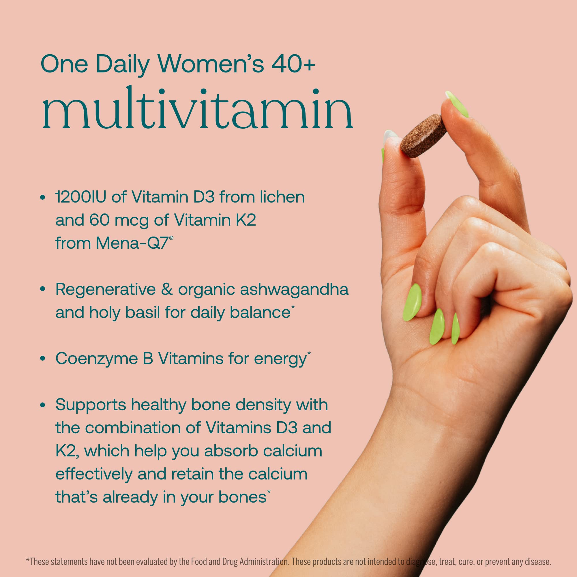 True Grace One Daily Women’s Multivitamin 40+ Fermented Minerals, Organic Adaptogens & Mushrooms Energy, Immune, Bone, Heart Support - Iron Free, Non-GMO, Gluten Free, Soy Free - 30 Vegan Tablets