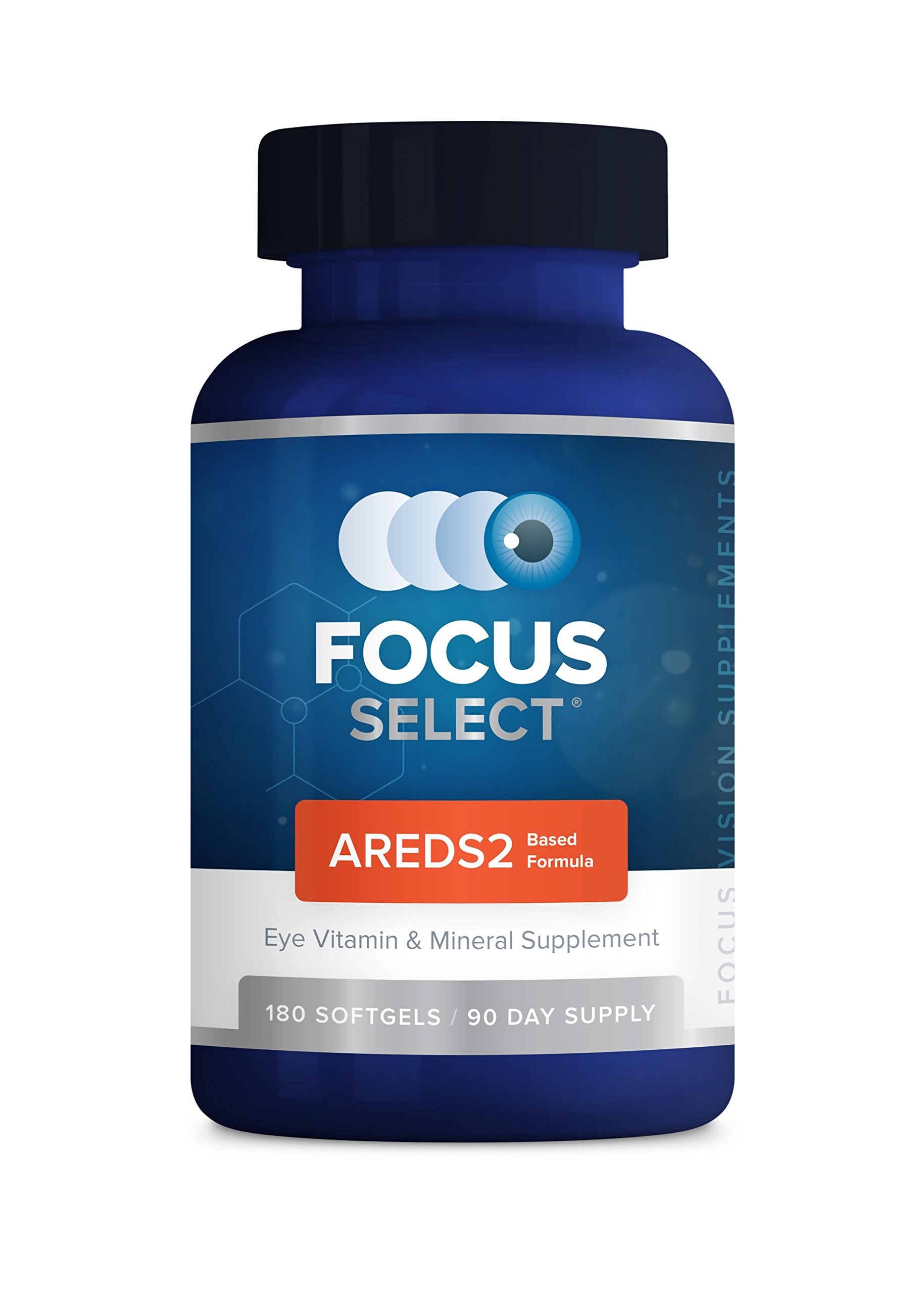 Focus Select AREDS2 Based Eye Vitamin-Mineral Supplement - AREDS2 Based Supplement for Eyes (180 ct. 90 Day Supply) - AREDS2 Based Low Zinc Formula - Eye Vision Supplement and Vitamin